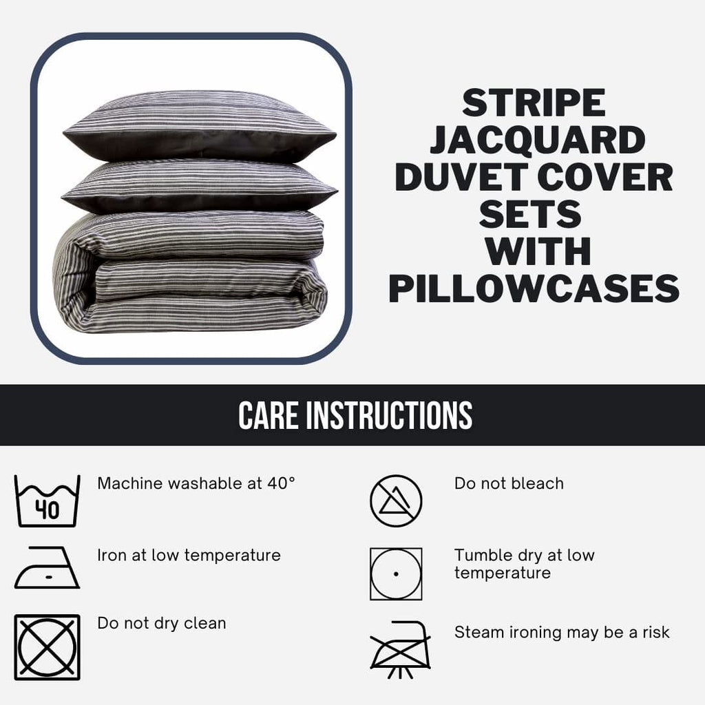 OLIVIA ROCCO Stripe Jacquard Duvet Cover Set | Reversible Cotton Blend