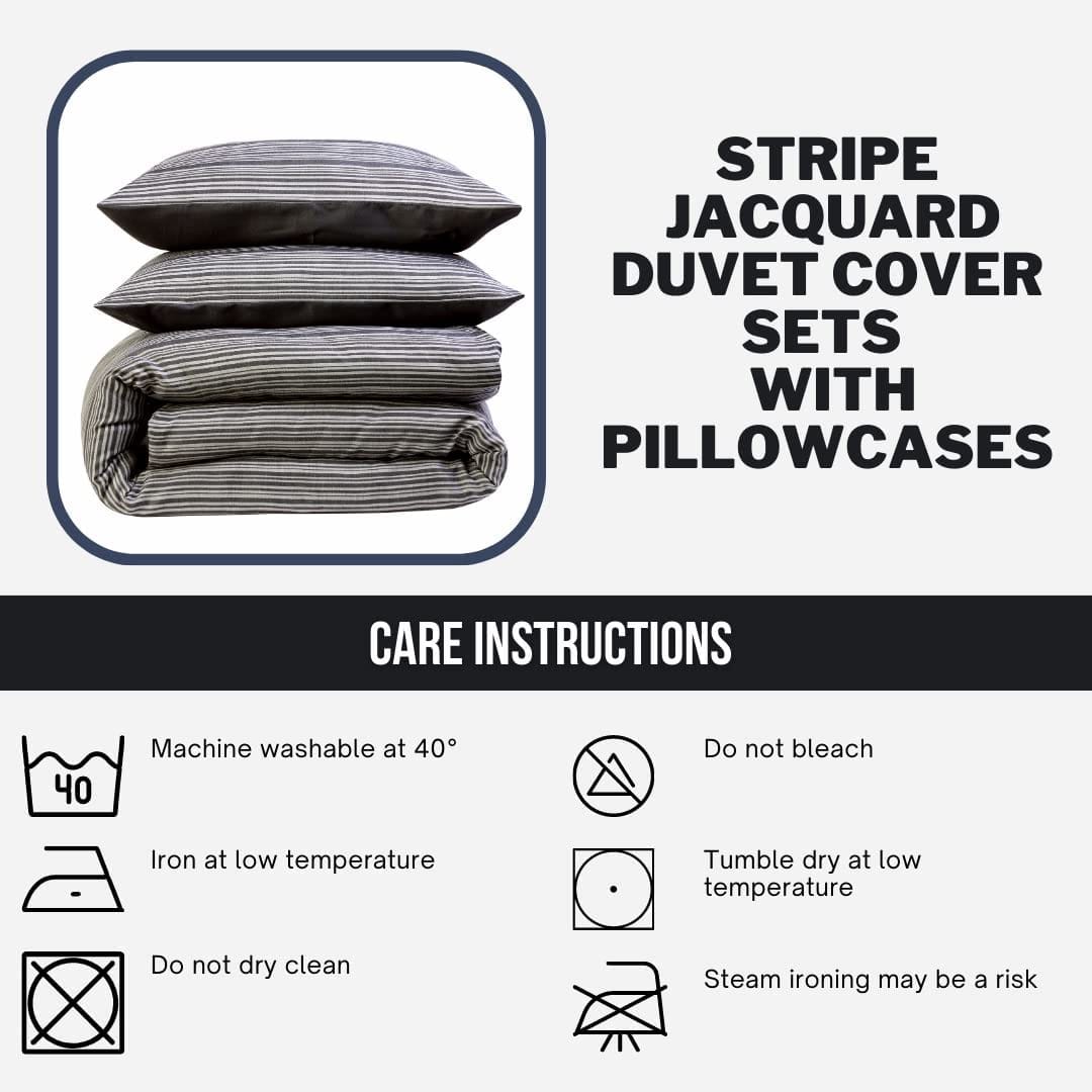 OLIVIA ROCCO Stripe Jacquard Duvet Cover Set | Reversible Cotton Blend
