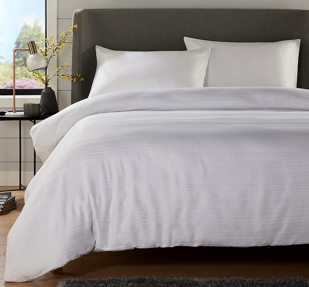 OLIVIA ROCCO Stripe Jacquard Duvet Cover Set | Reversible Cotton Blend