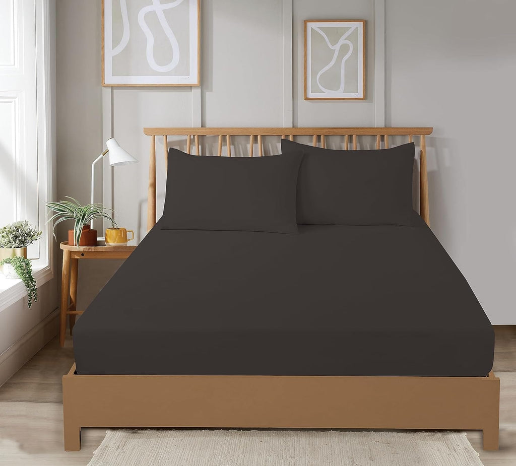 OLIVIA ROCCO Fitted Sheets – Super Soft Easy Care Plain Dye Bed Linen