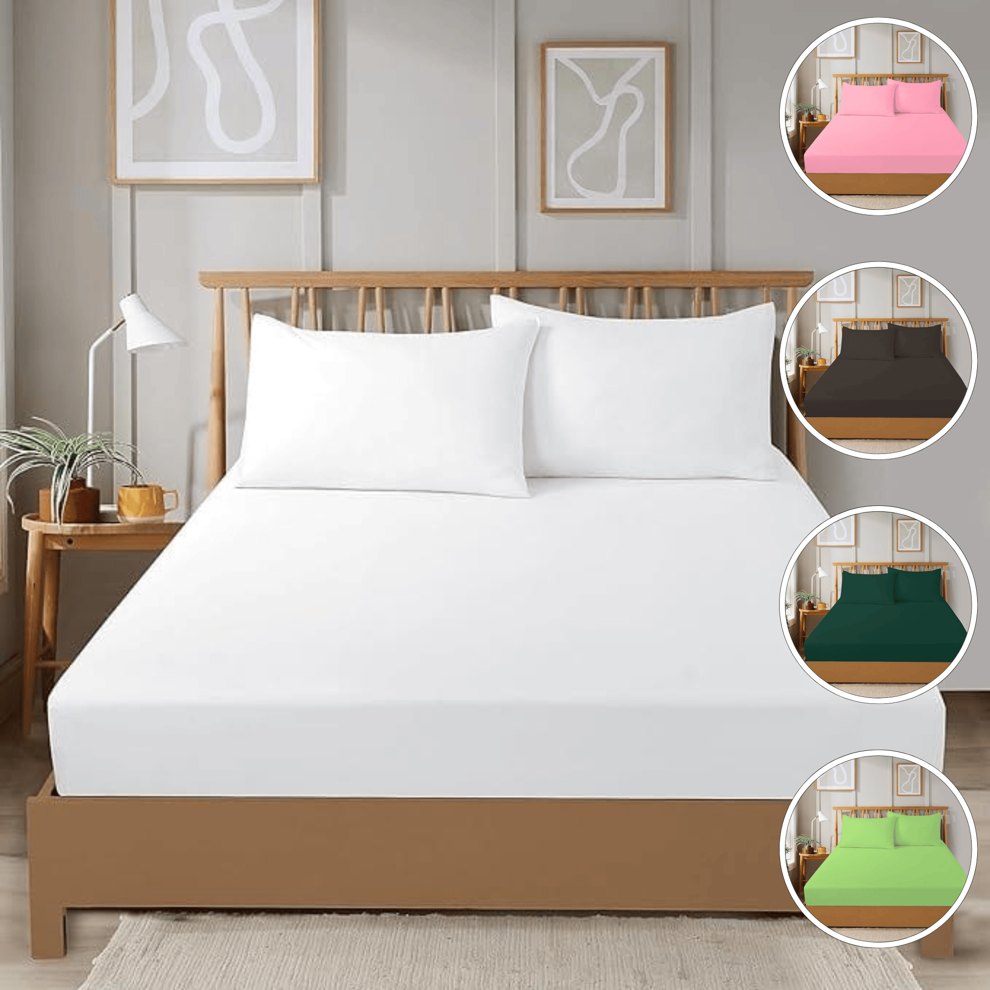 OLIVIA ROCCO Fitted Sheets – Super Soft Easy Care Plain Dye Bed Linen