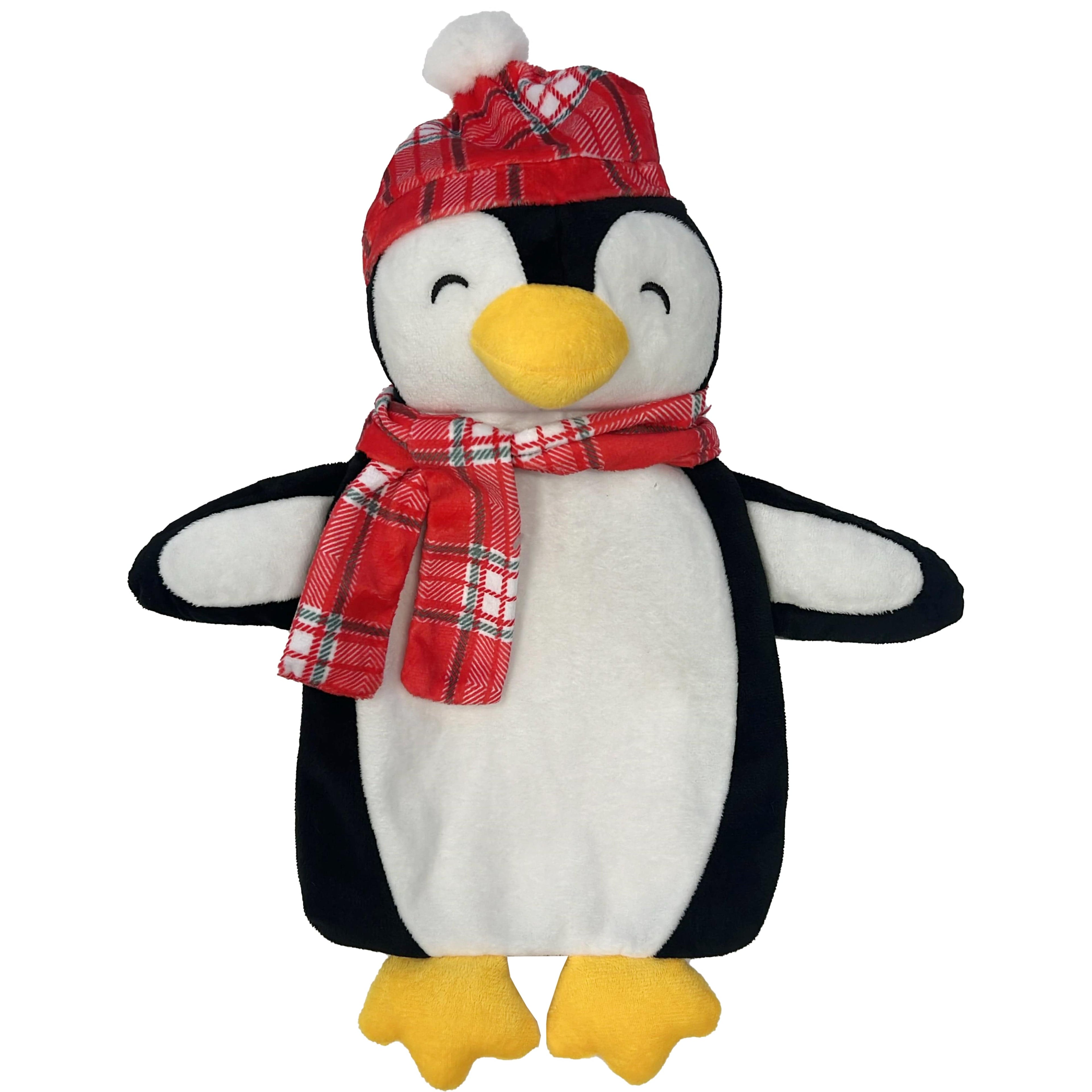 OLIVIA ROCCO Penguin Hot Water Bottle – 1L Natural Rubber with Fleece Cover