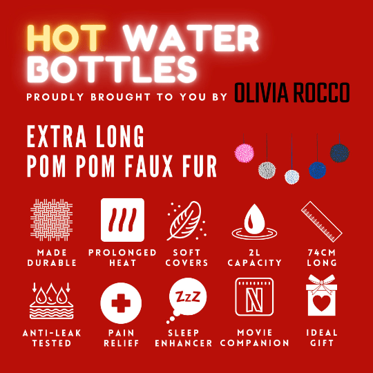 OLIVIA ROCCO Extra Long Hot Water Bottle | 2L Faux Fur Cover Natural Rubber