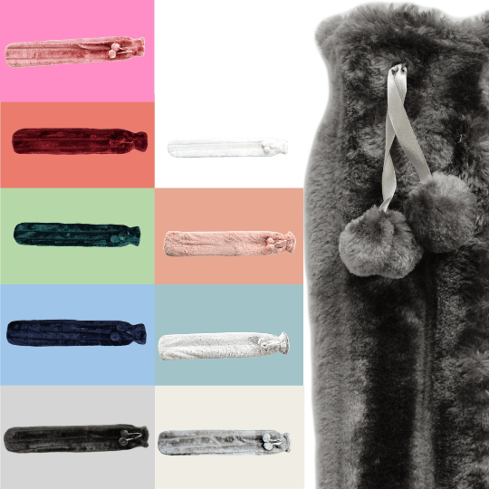 OLIVIA ROCCO Extra Long Hot Water Bottle | 2L Faux Fur Cover Natural Rubber