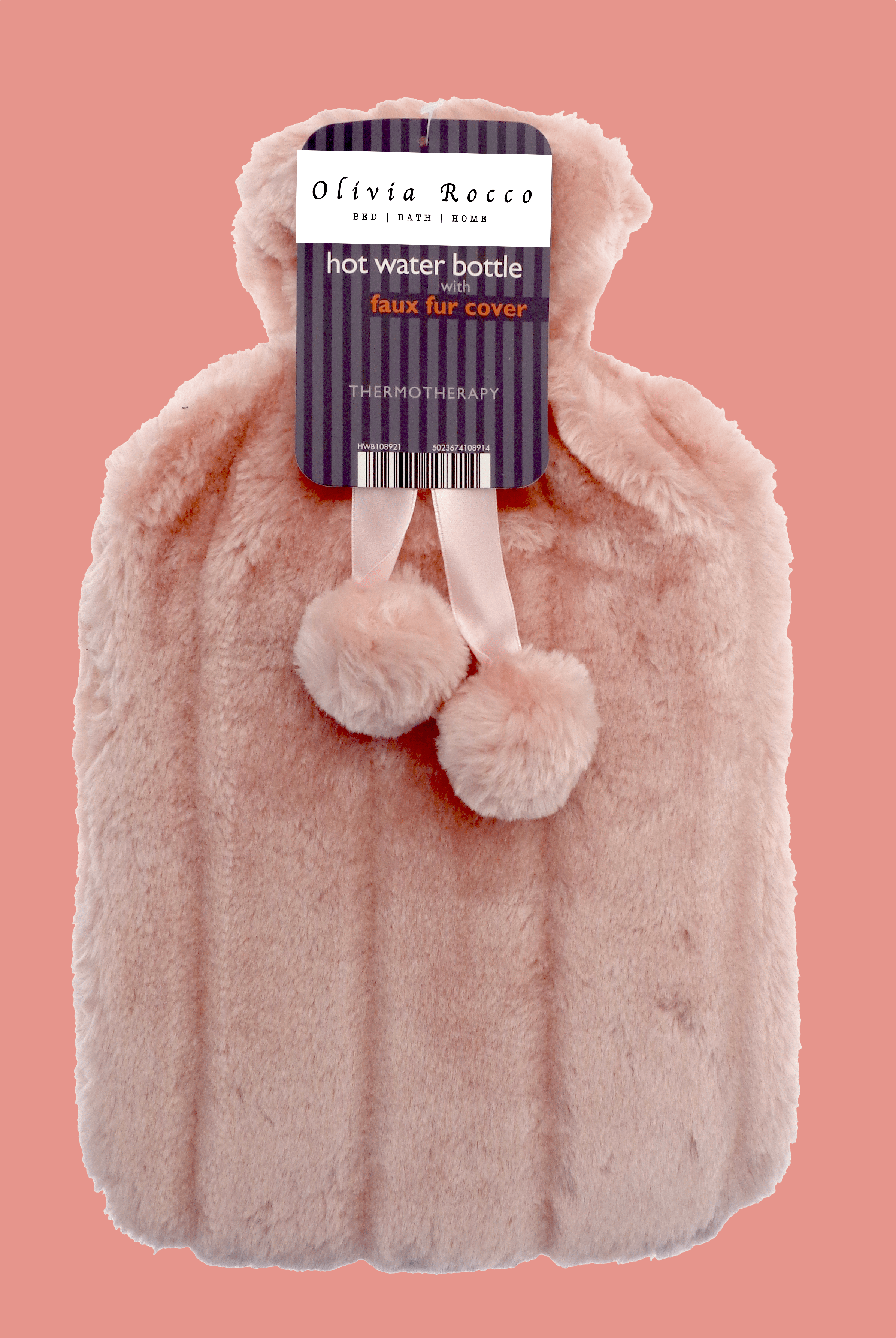 OLIVIA ROCCO 2L Hot Water Bottle | Soft Faux Fur Pom Pom Cover