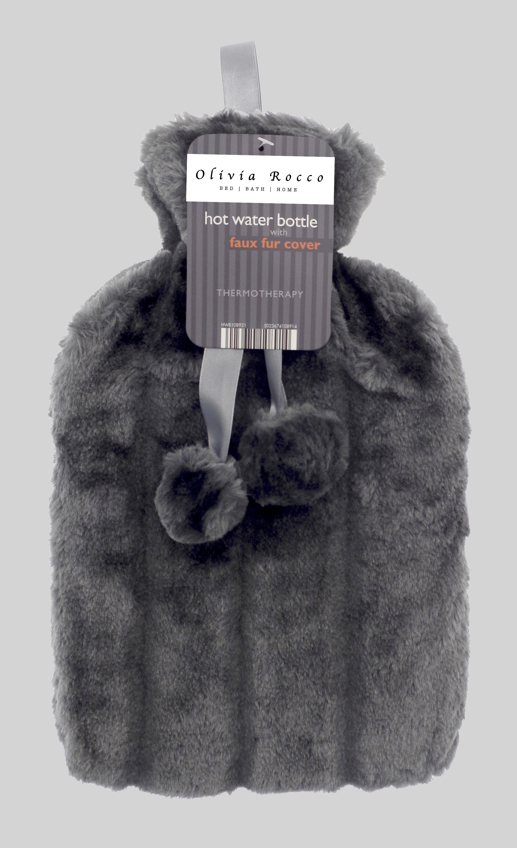 OLIVIA ROCCO 2L Hot Water Bottle | Soft Faux Fur Pom Pom Cover