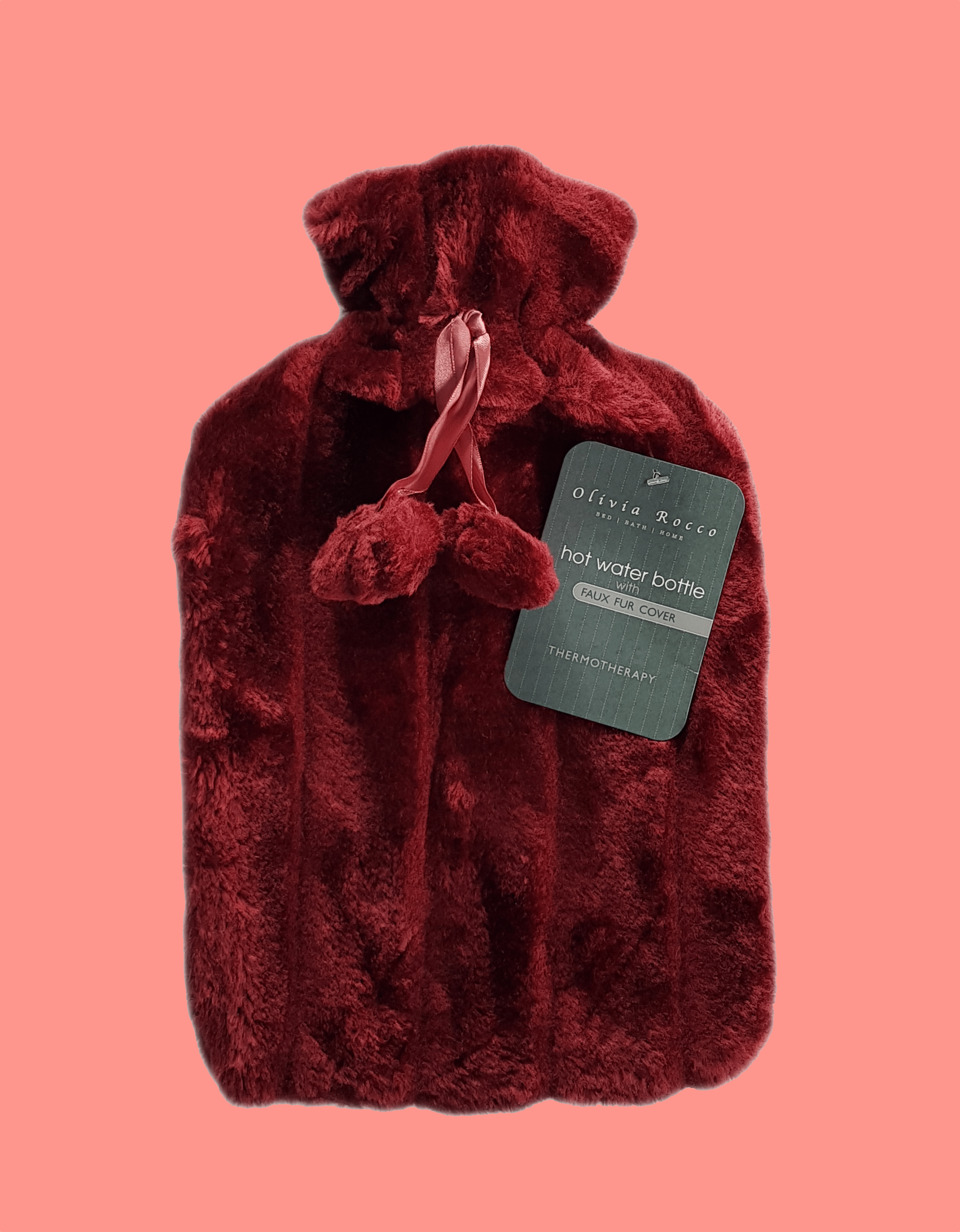 OLIVIA ROCCO 2L Hot Water Bottle | Soft Faux Fur Pom Pom Cover