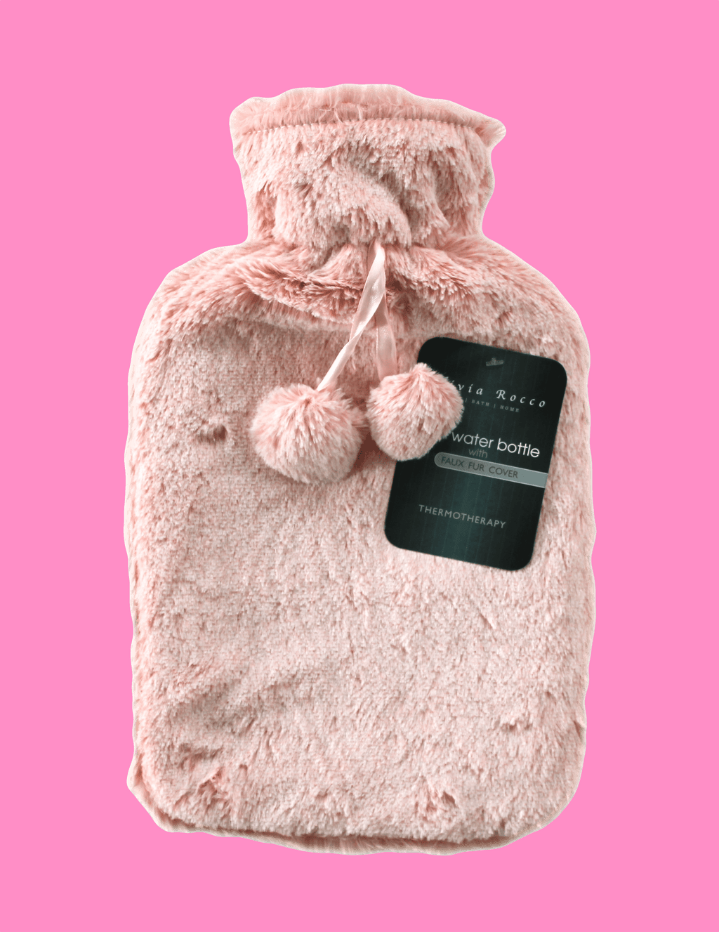 OLIVIA ROCCO 2L Hot Water Bottle | Soft Faux Fur Pom Pom Cover