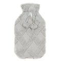 OLIVIA ROCCO Hot Water Bottle 2L – Diamond Fleece Plush Cover with Pom Poms