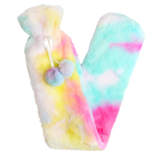 OLIVIA ROCCO Extra Long Hot Water Bottle | 2L Rainbow Faux Fur Cover