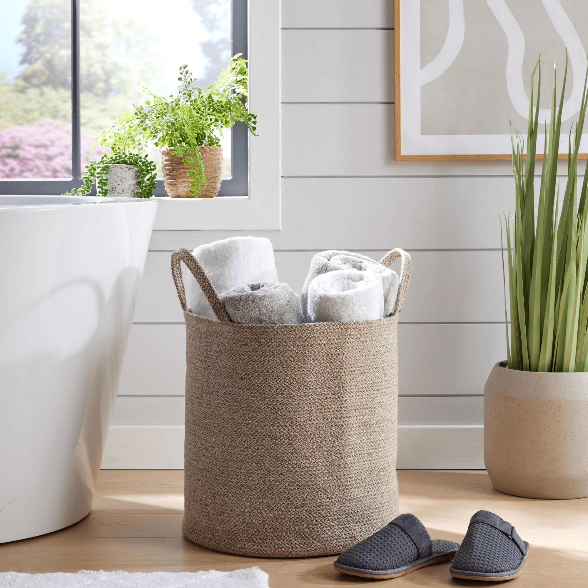 OLIVIA ROCCO Large Woven Cotton Laundry Basket – Durable Rope Storage Bin