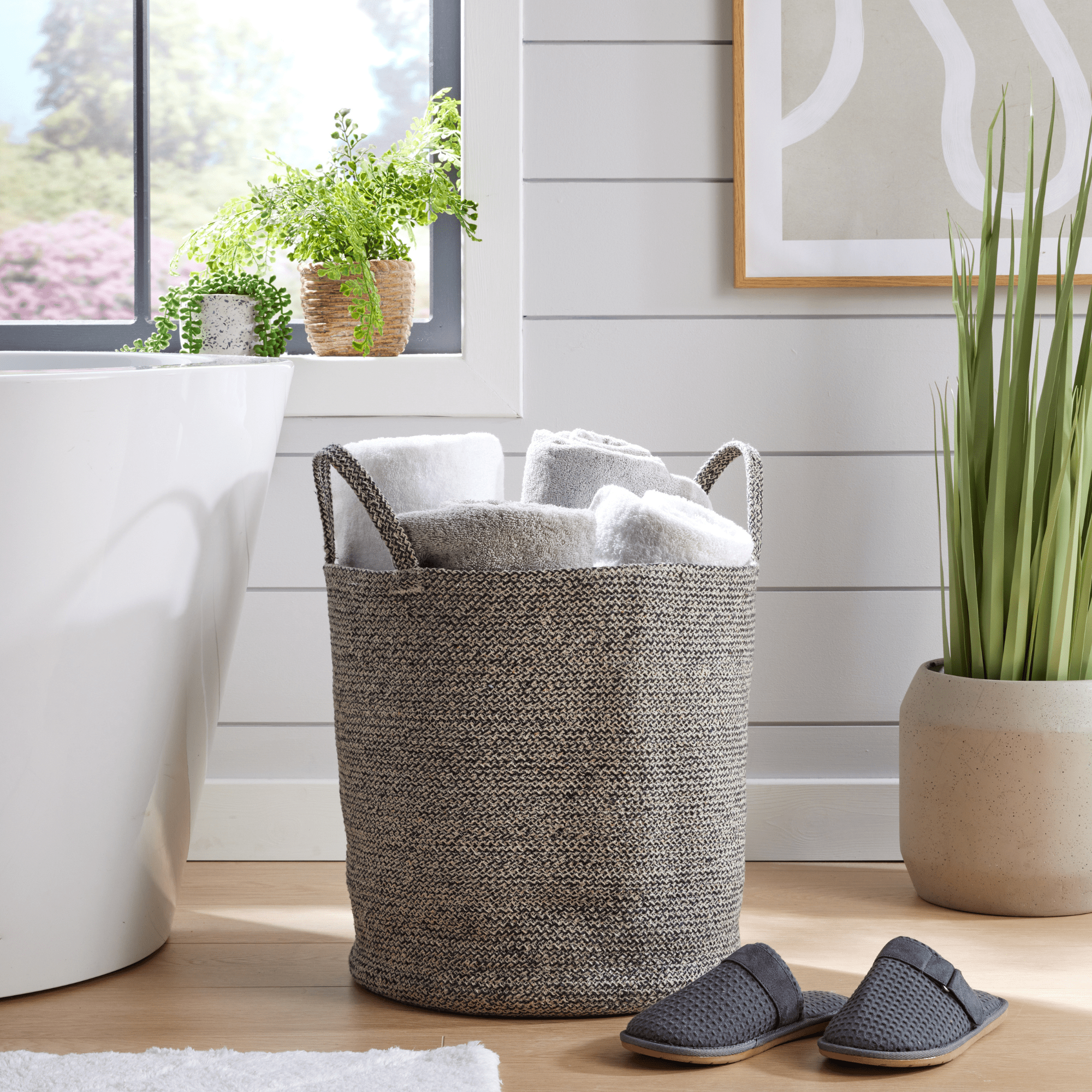 OLIVIA ROCCO Large Woven Cotton Laundry Basket – Durable Rope Storage Bin