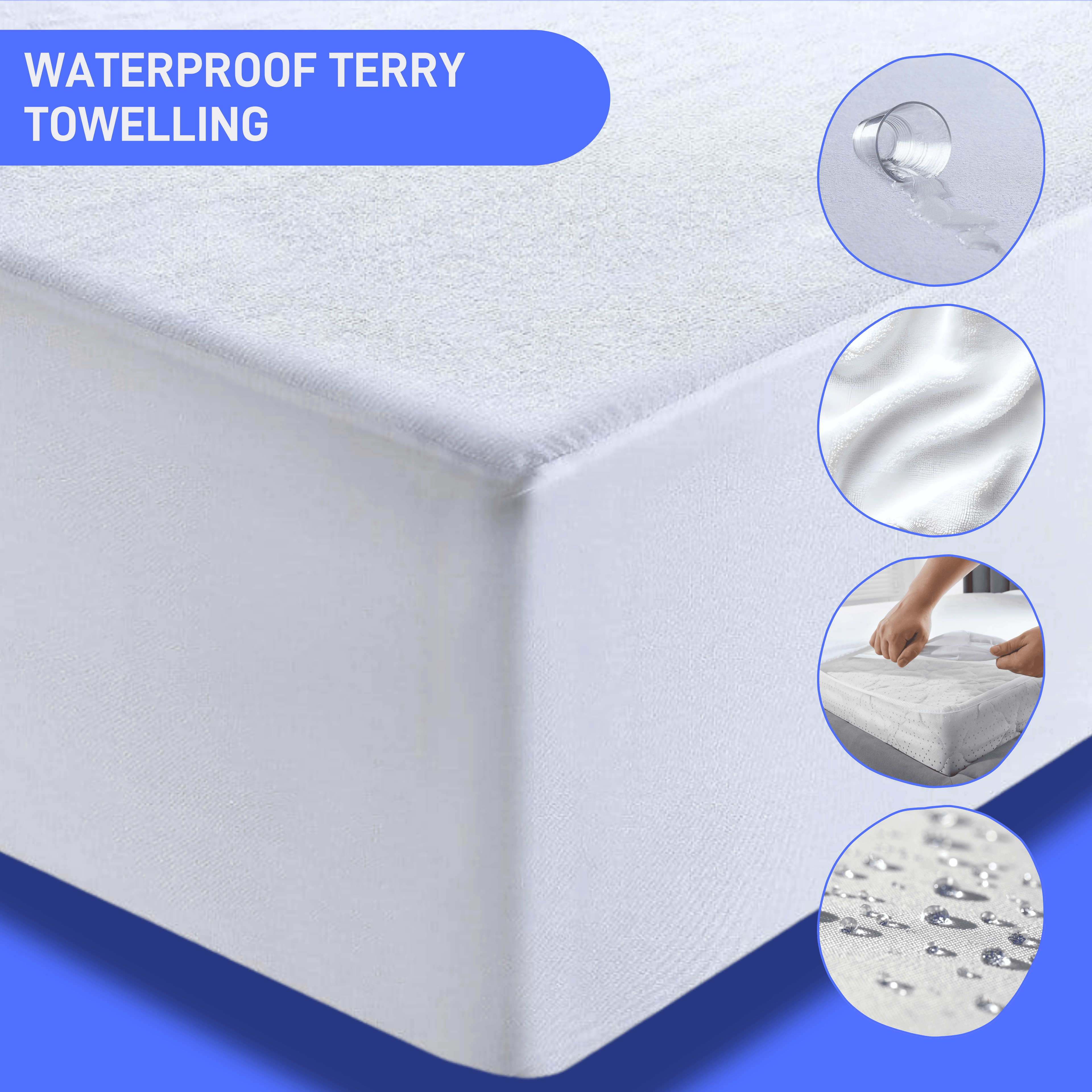 OLIVIA ROCCO Waterproof Terry Towel Mattress Protector | Deep 30cm Skirt