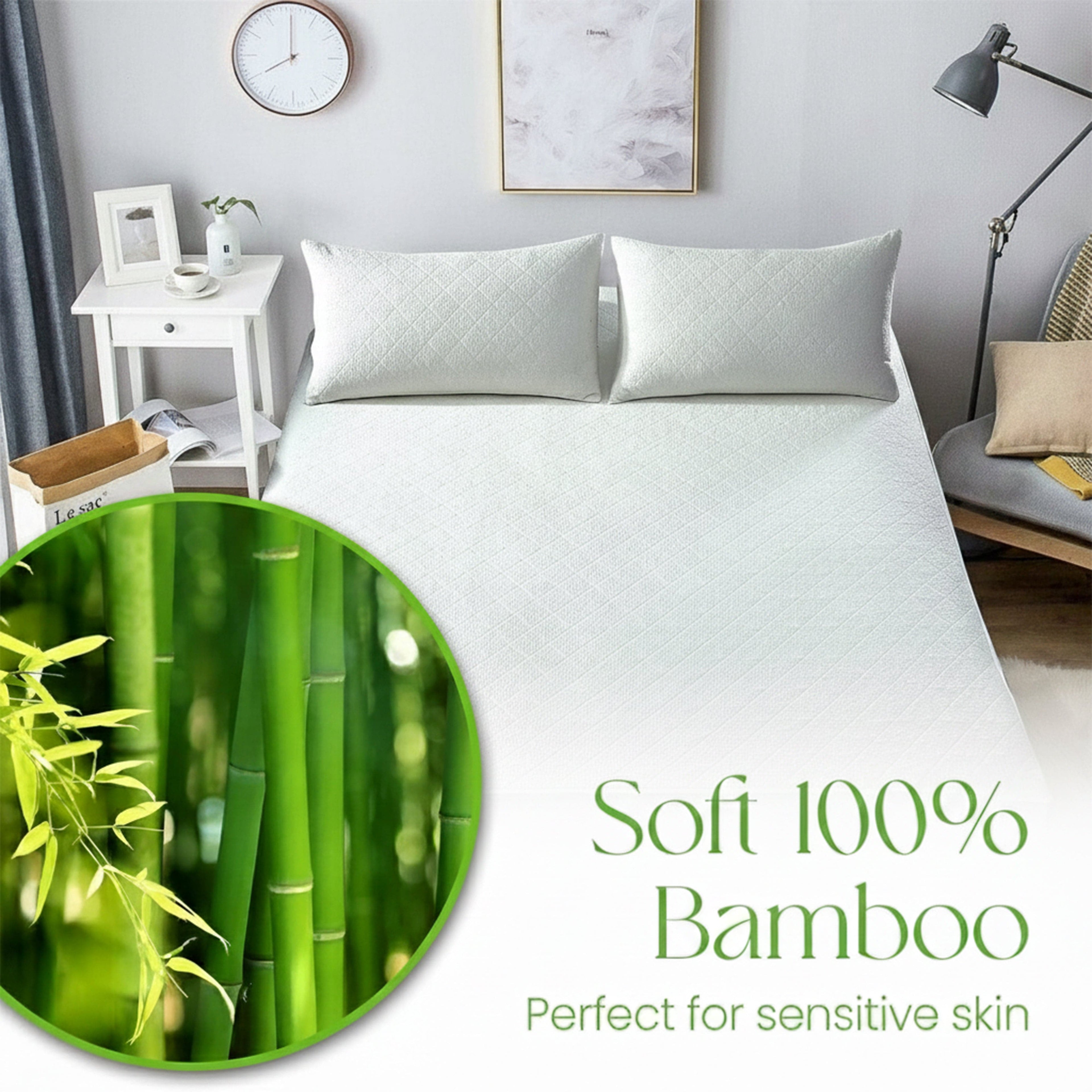 OLIVIA ROCCO Bamboo Quilted Waterproof Mattress Protector – Extra Deep Skirt