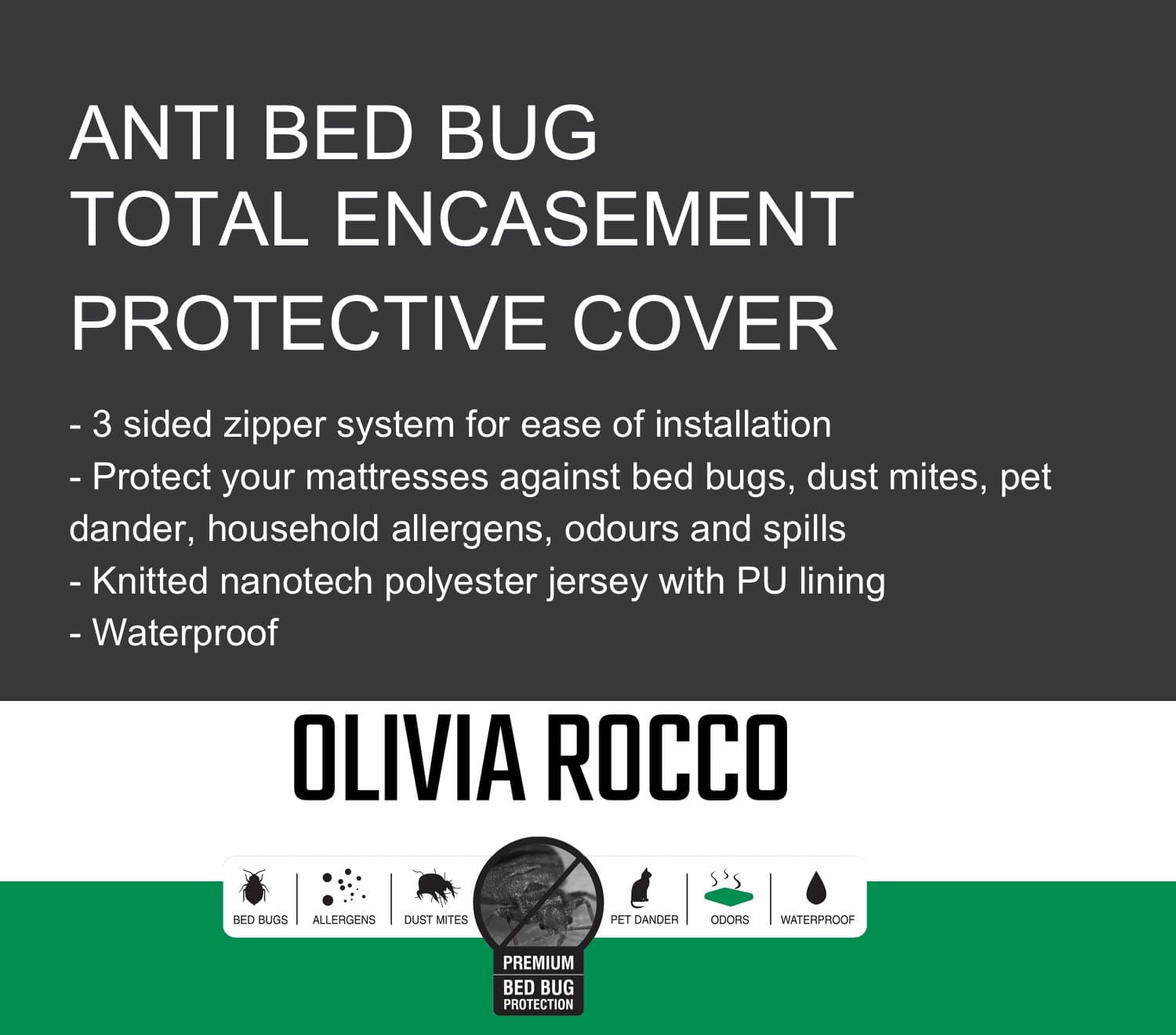 OLIVIA ROCCO Waterproof Bed Bug Mattress Encaser – Extra Deep Zippered Cover