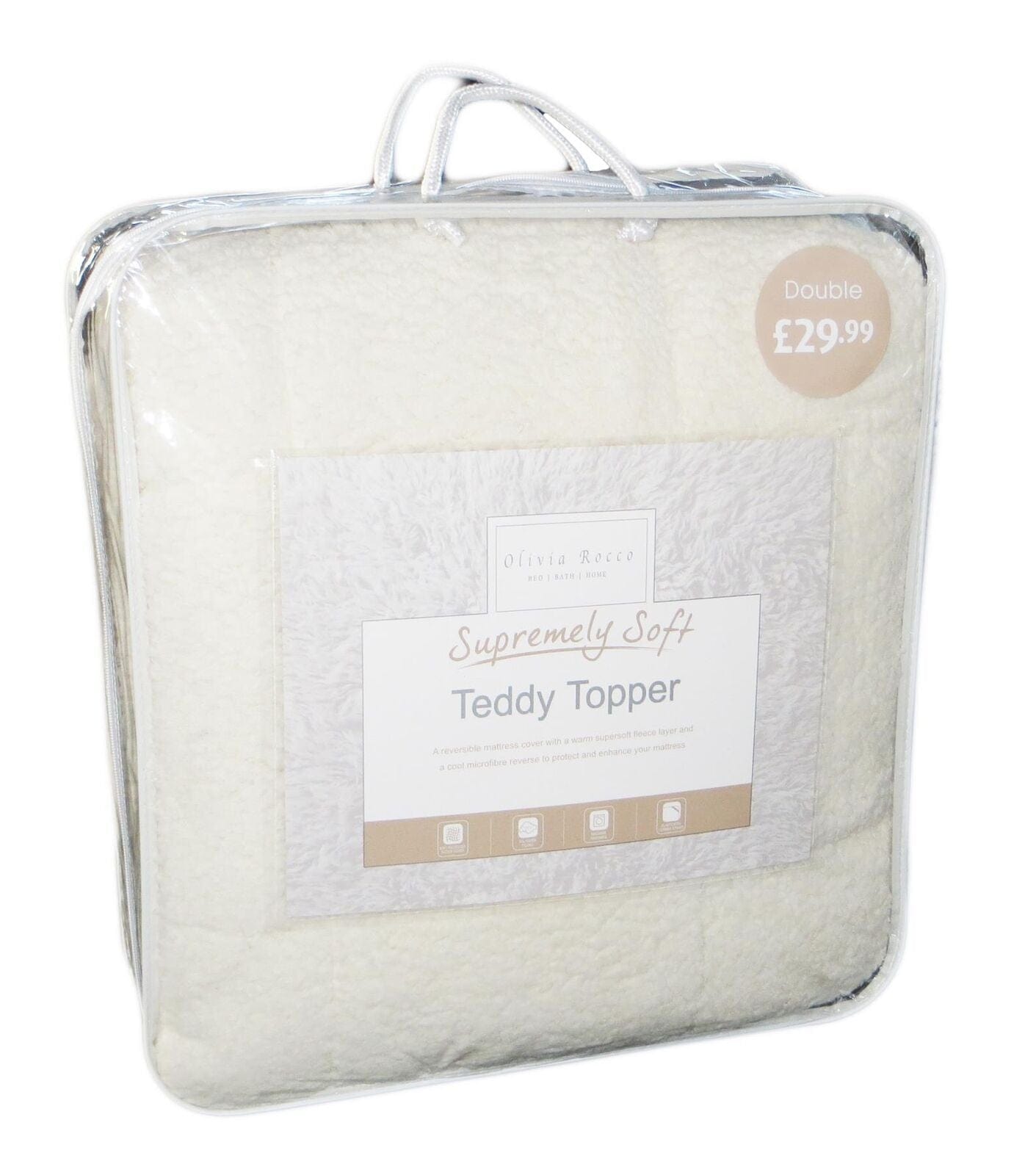 OLIVIA ROCCO Mattress Topper – Dual Sided Teddy Fleece Extra Deep Skirt