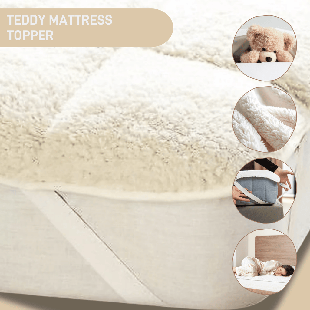 OLIVIA ROCCO Mattress Topper – Dual Sided Teddy Fleece Extra Deep Skirt