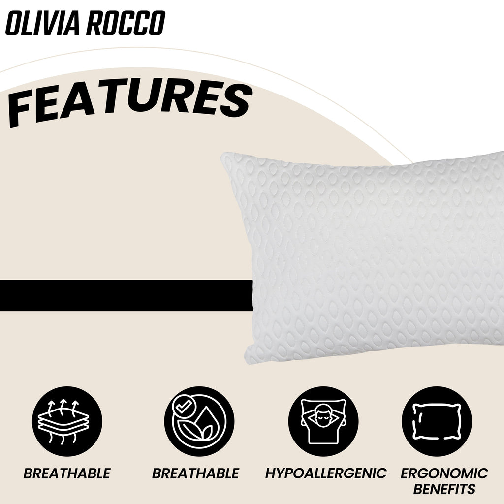 OLIVIA ROCCO Air Flow Cooling Pillow – Anti Snore Side Sleeper Support