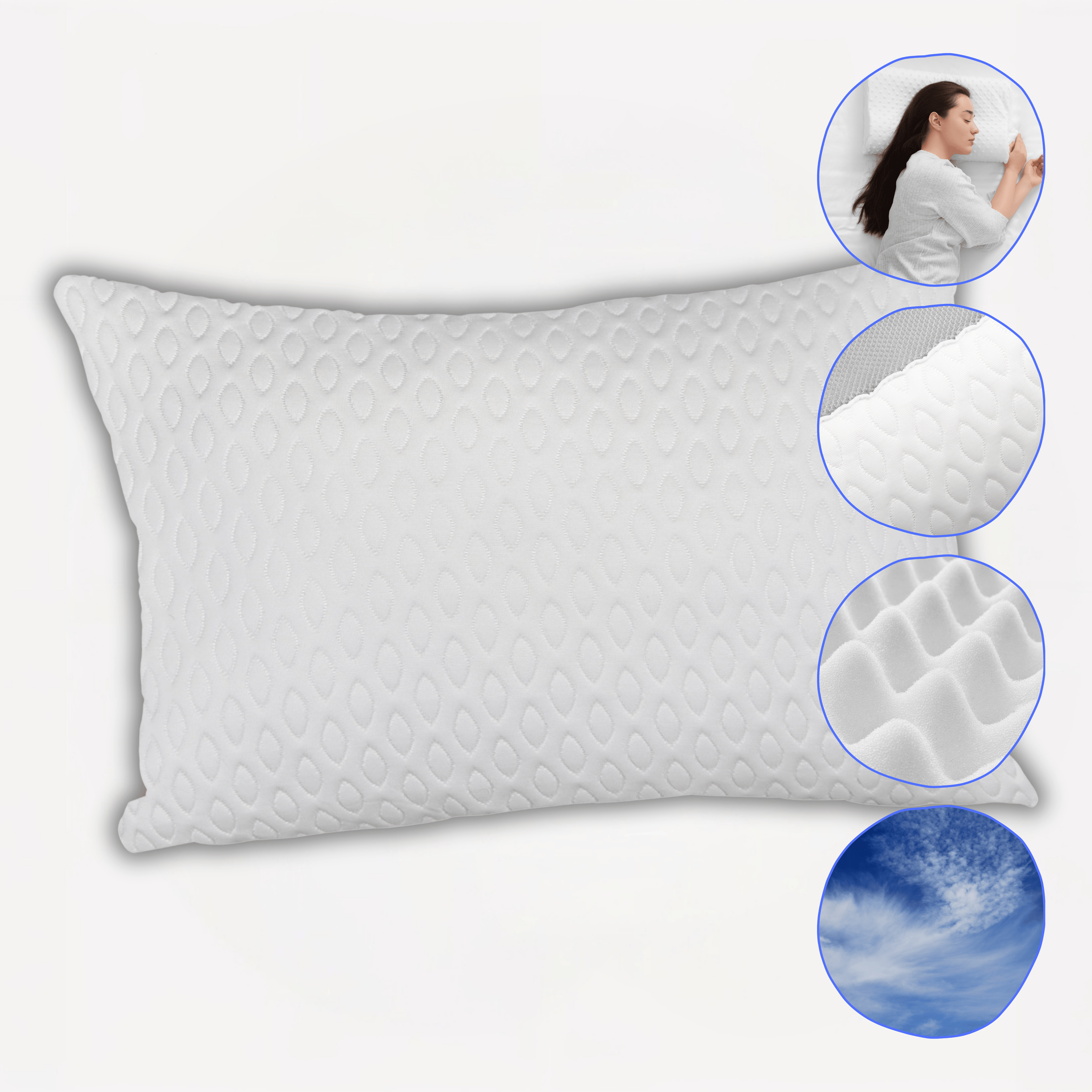 OLIVIA ROCCO Air Flow Cooling Pillow – Anti Snore Side Sleeper Support
