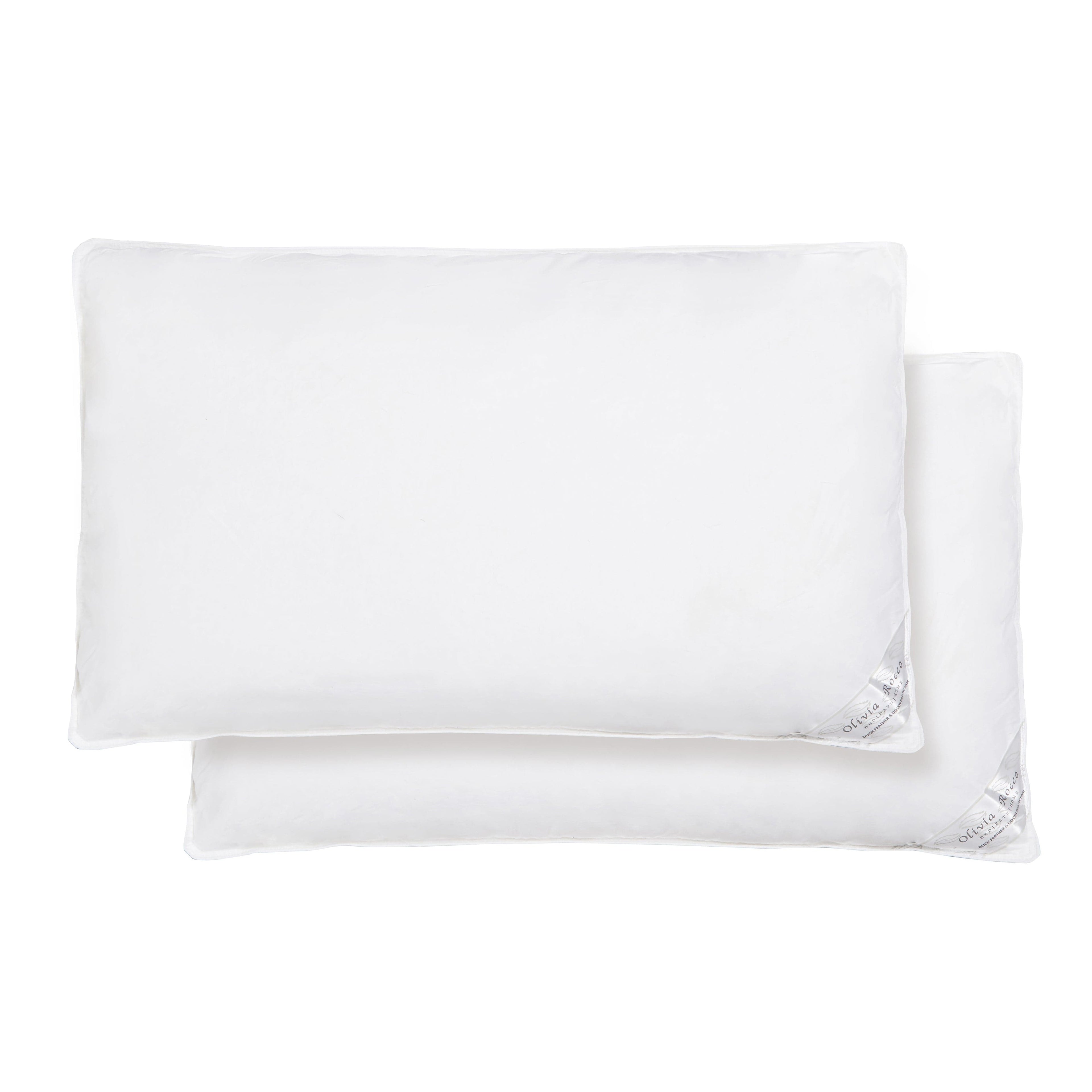 OLIVIA ROCCO Duck Feather and Down Pillows – 2 Pack Hypoallergenic Cotton