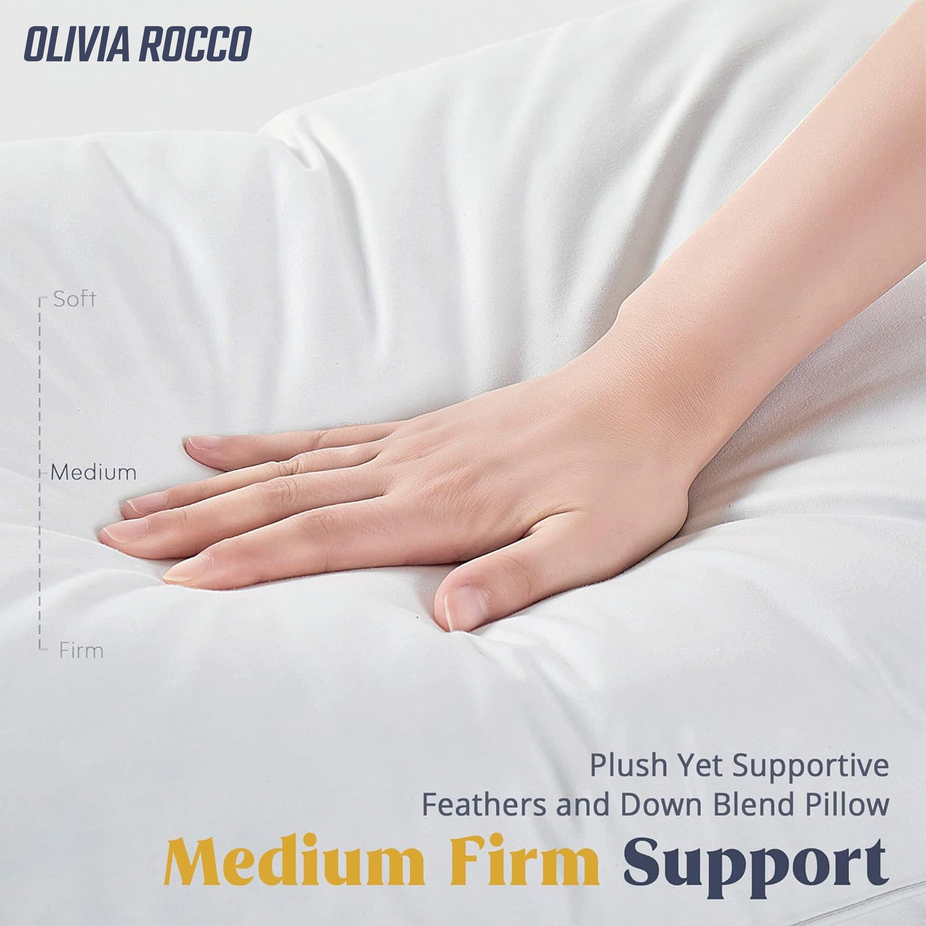 OLIVIA ROCCO Duck Feather and Down Pillows – 2 Pack Hypoallergenic Cotton