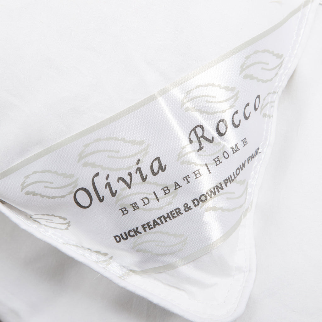 OLIVIA ROCCO Duck Feather and Down Pillows – 2 Pack Hypoallergenic Cotton