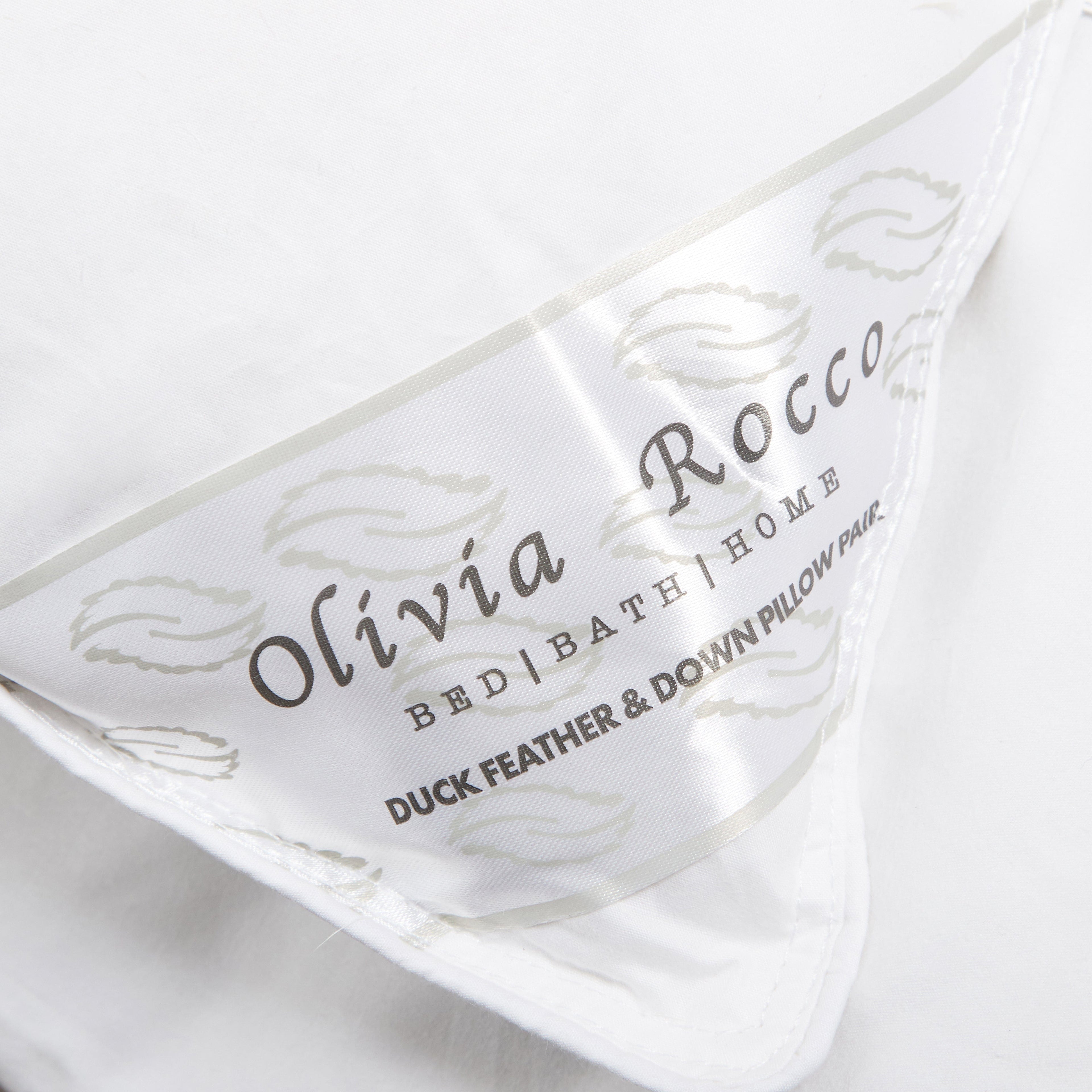 OLIVIA ROCCO Duck Feather and Down Pillows – 2 Pack Hypoallergenic Cotton