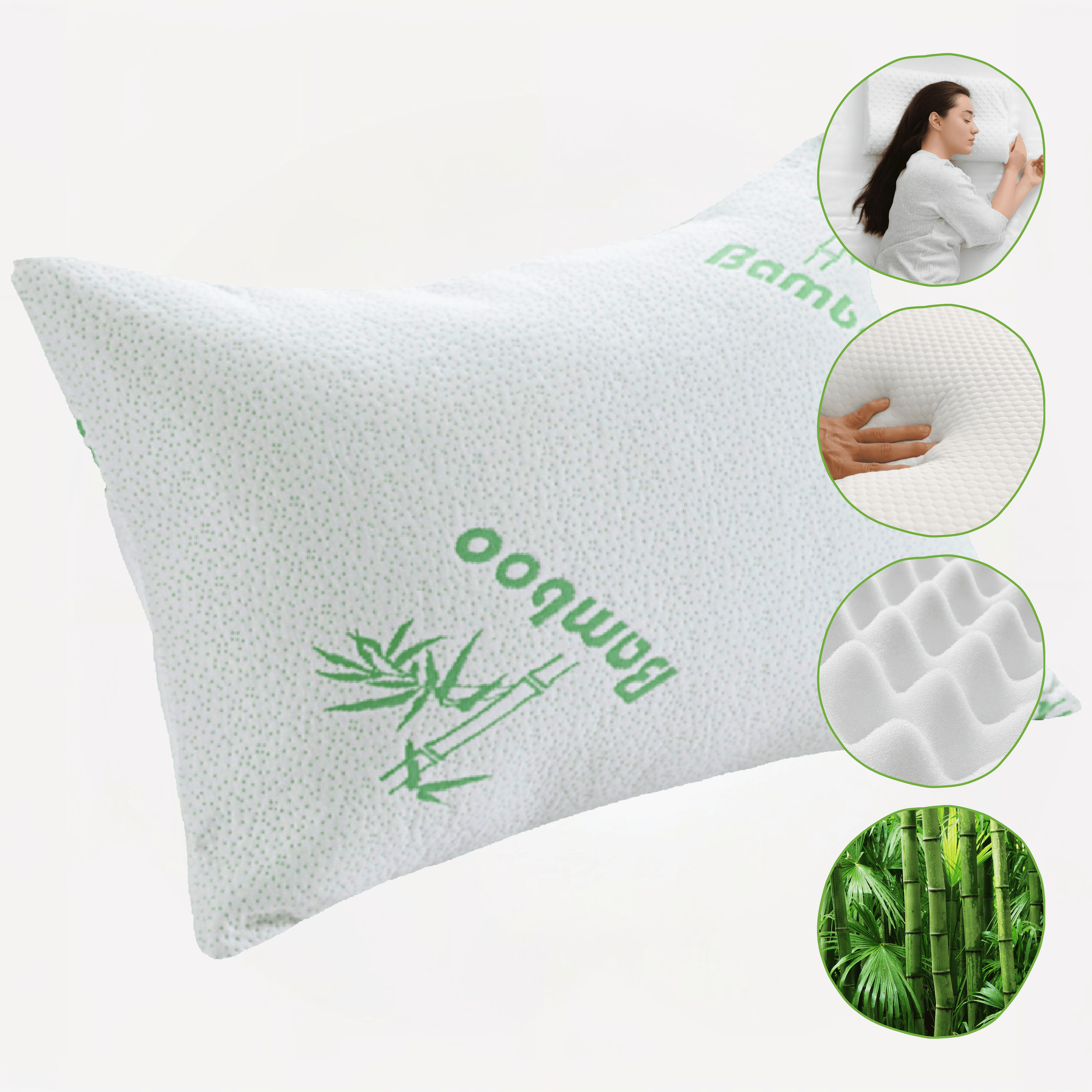 OLIVIA ROCCO Bamboo Memory Foam Pillow – Cooling Hypoallergenic Support