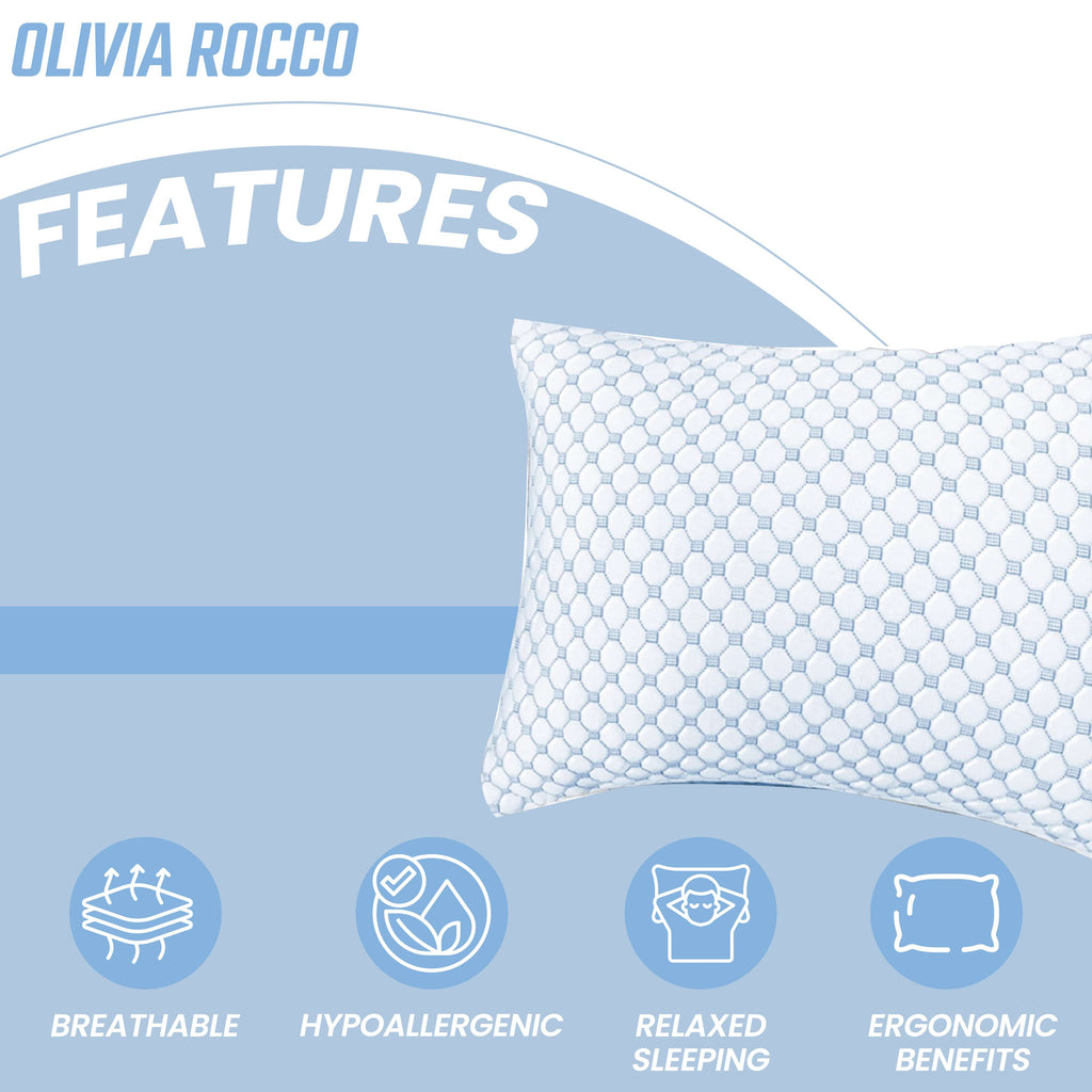 OLIVIA ROCCO Cooling Memory Foam Pillow – Ice Silk & Bamboo Support
