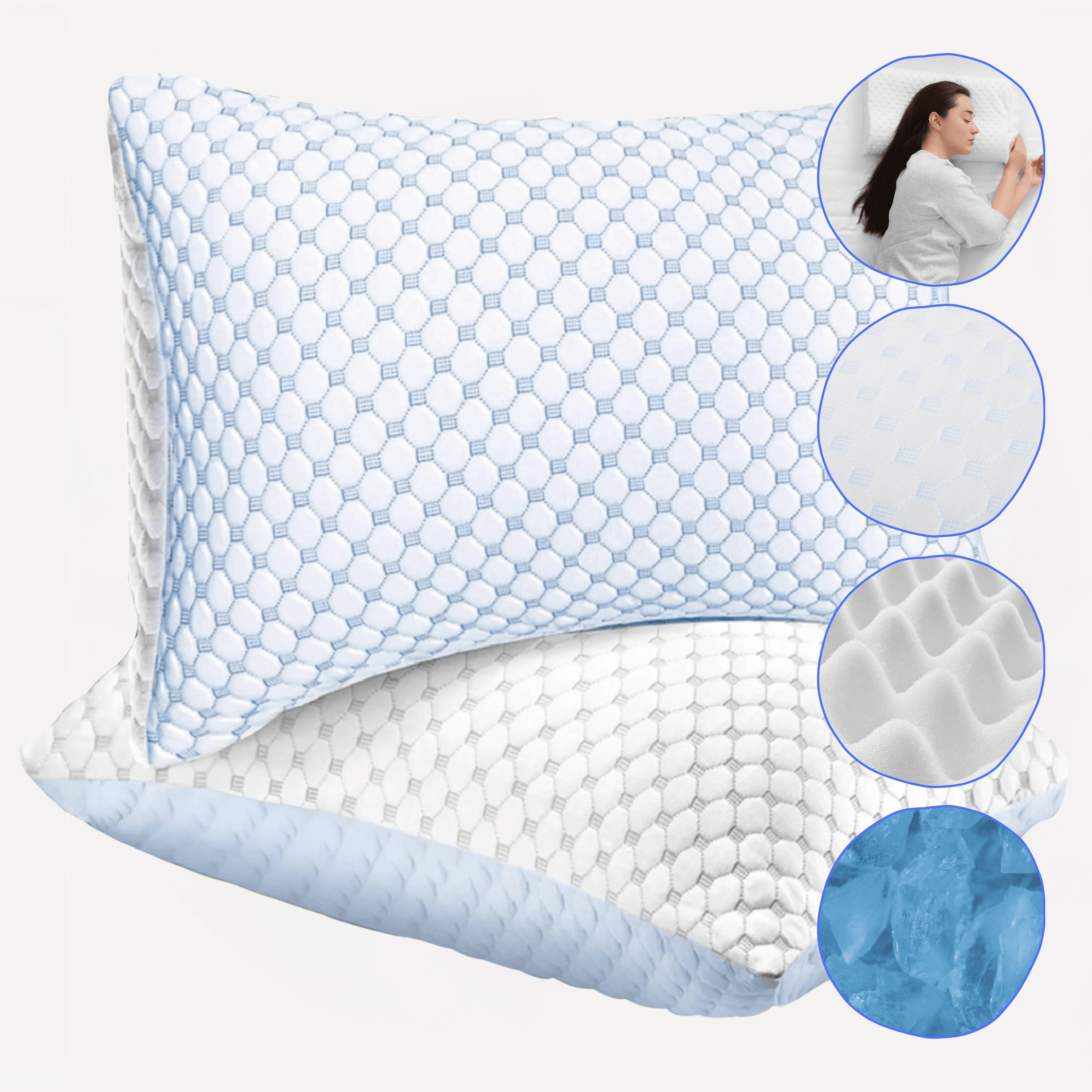OLIVIA ROCCO Cooling Memory Foam Pillow – Ice Silk & Bamboo Support