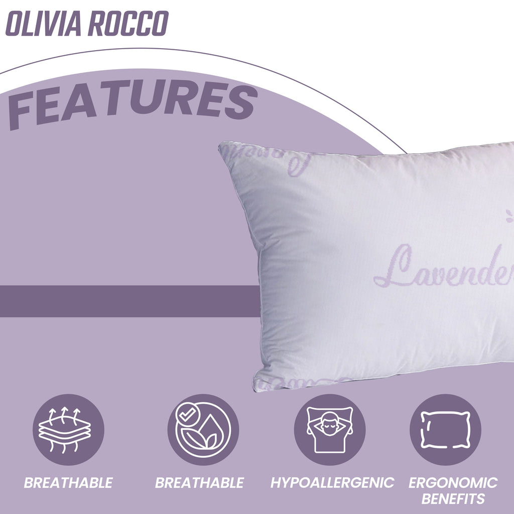 OLIVIA ROCCO Lavender Infused Hotel Pillow – Medium Support Side Sleeper