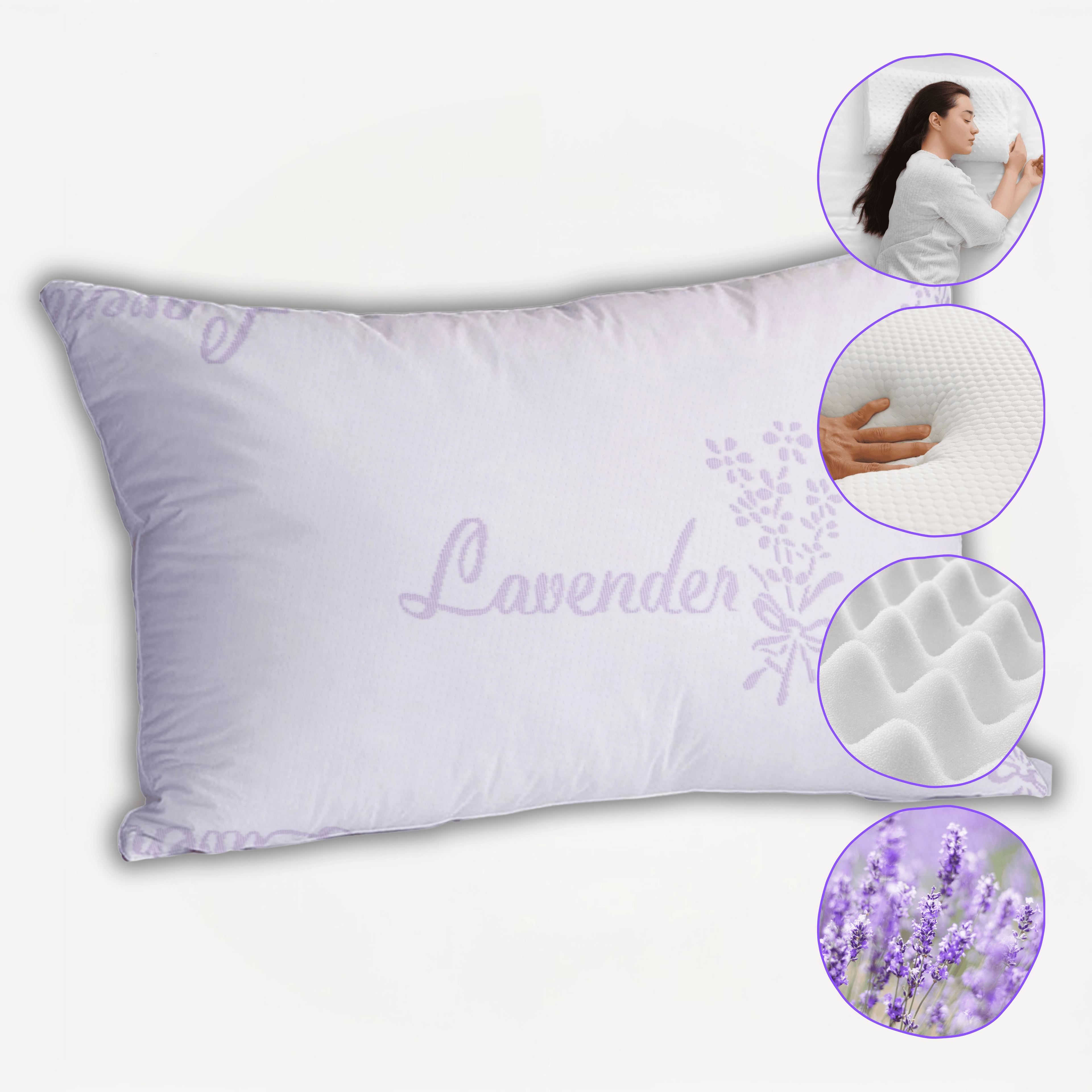 OLIVIA ROCCO Lavender Infused Hotel Pillow – Medium Support Side Sleeper
