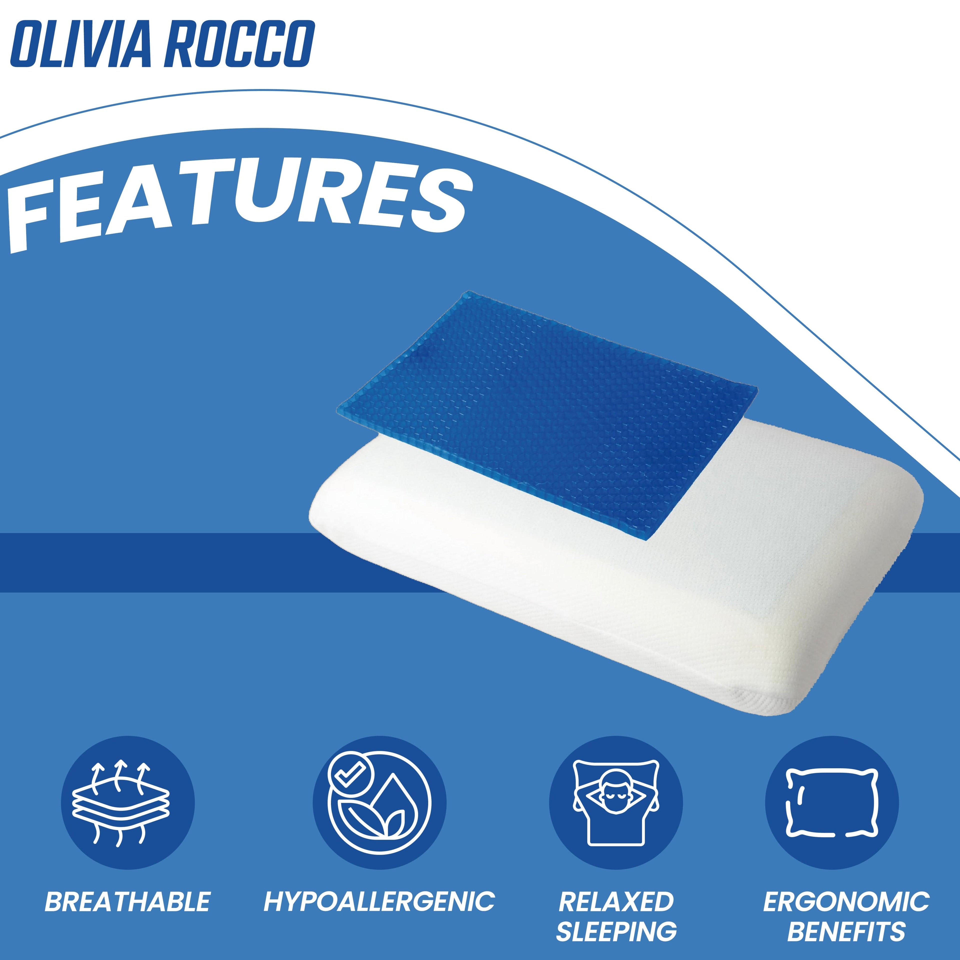 OLIVIA ROCCO Cooling Gel Memory Foam Pillow – Orthopaedic Neck Support