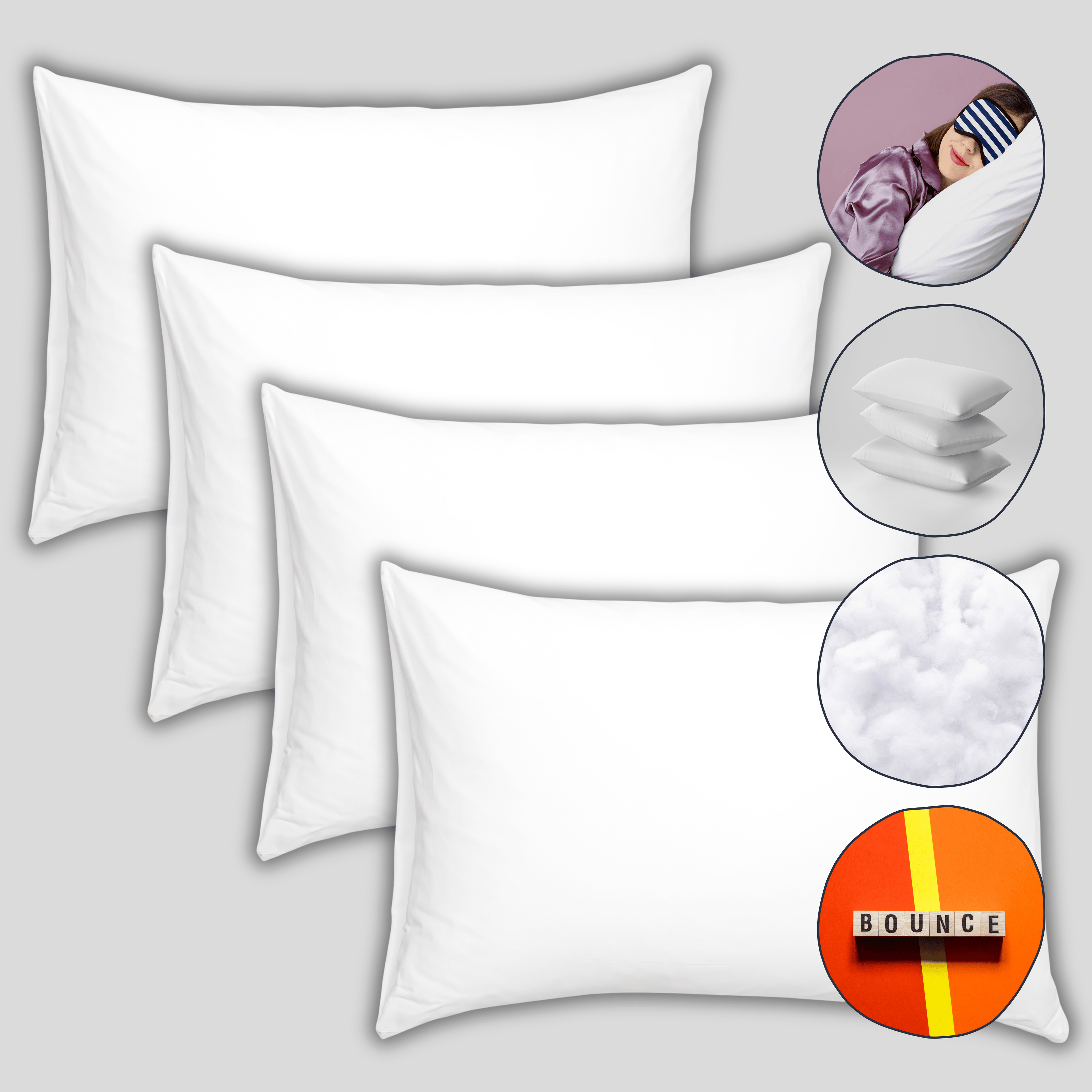 OLIVIA ROCCO 4 Pack Super Bounce Back Pillows | Hypoallergenic Luxury Fibre