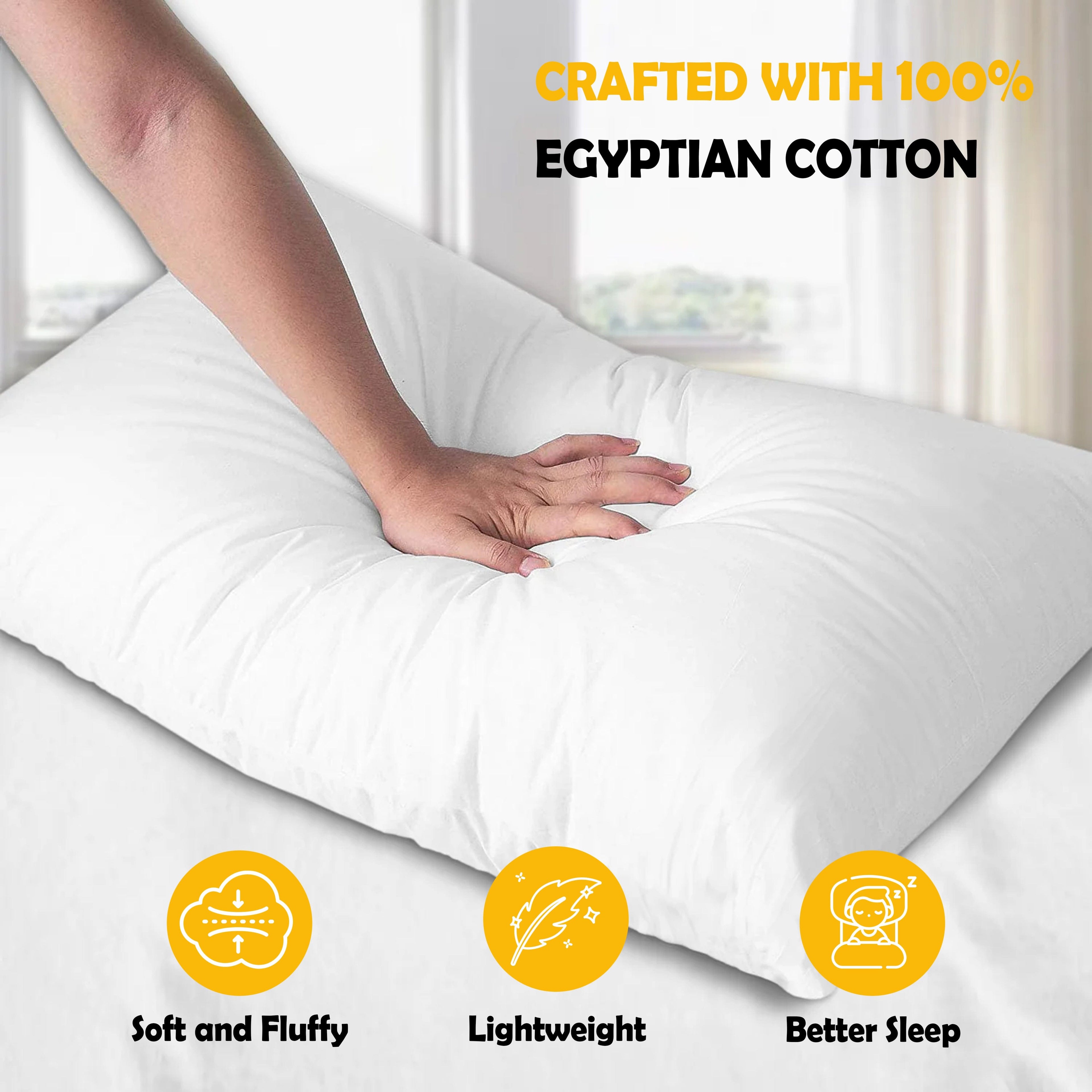 OLIVIA ROCCO Egyptian Cotton Pillows – 2 Pack Medium Support Hotel Quality