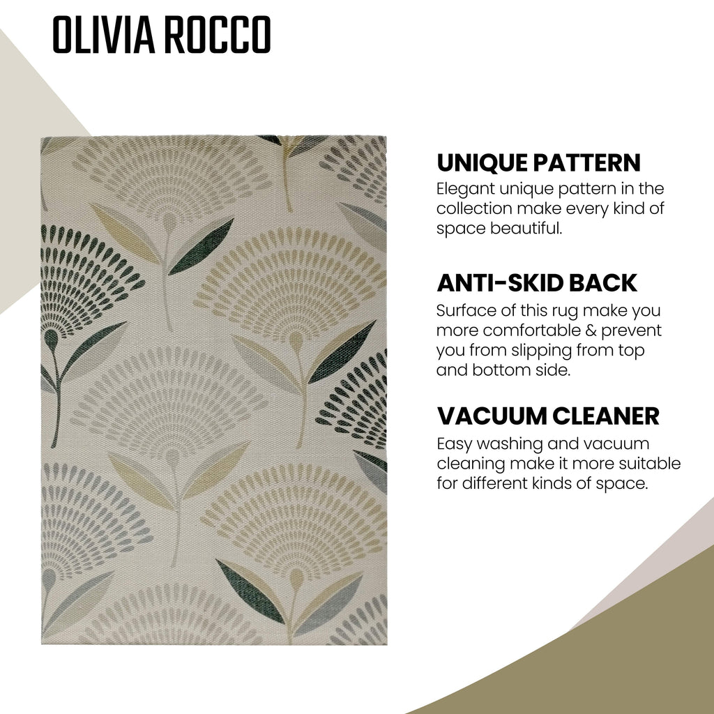 OLIVIA ROCCO Linnea Printed Rug – Non-Slip Soft Recycled Floor Mat