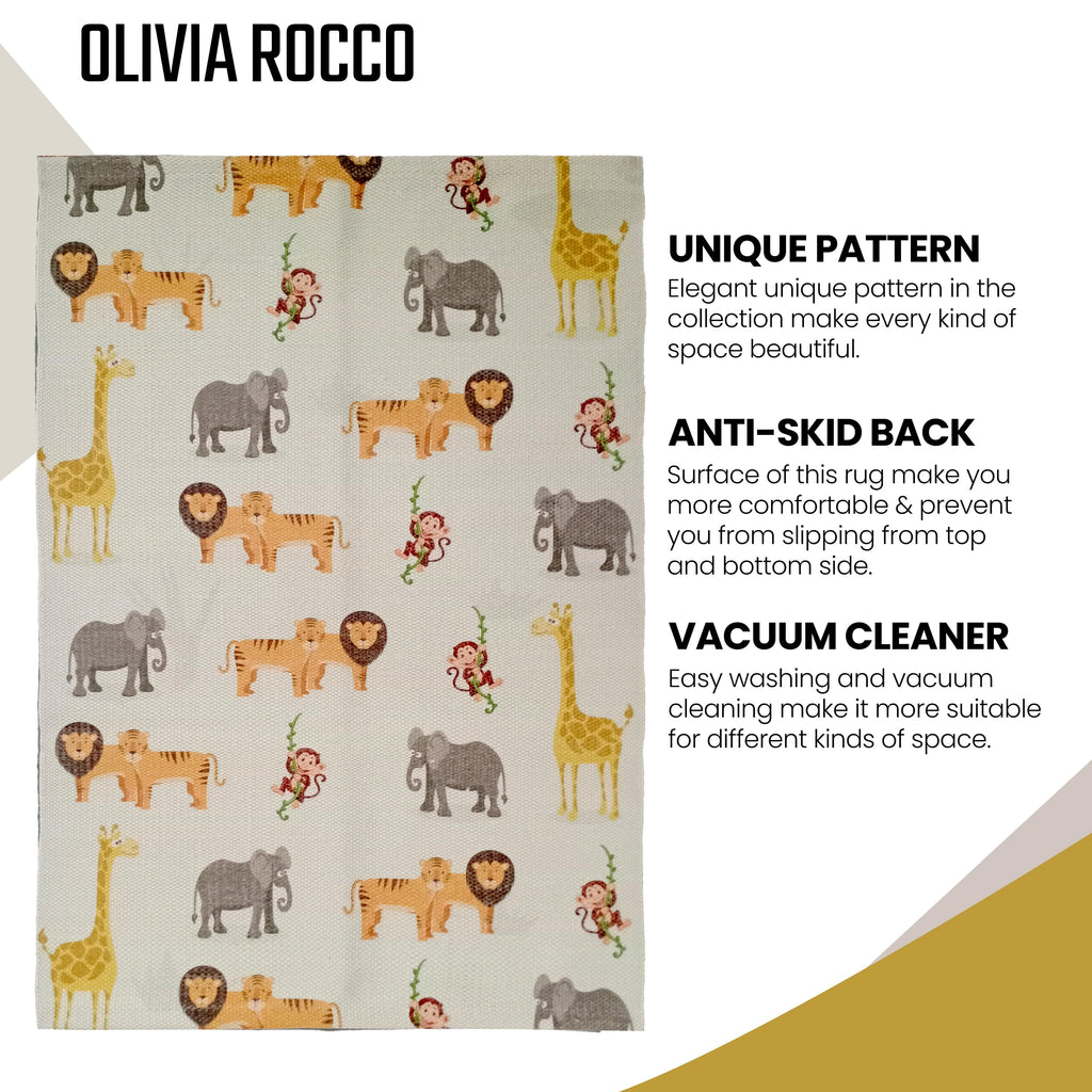 OLIVIA ROCCO Animal Print Rug – Non-Slip Washable Floor Rug, 60x90cm
