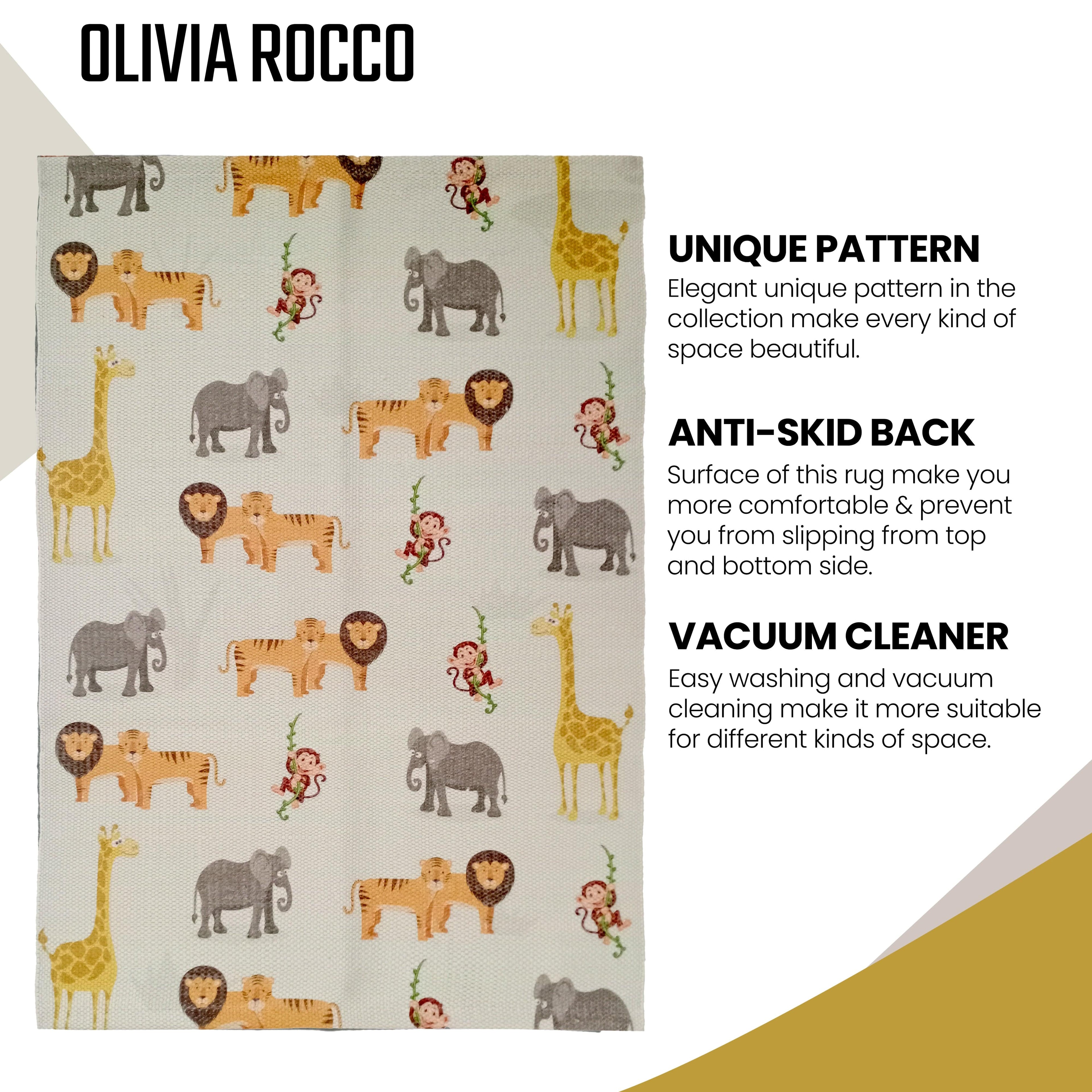 OLIVIA ROCCO Animal Print Rug – Non-Slip Washable Floor Rug, 60x90cm