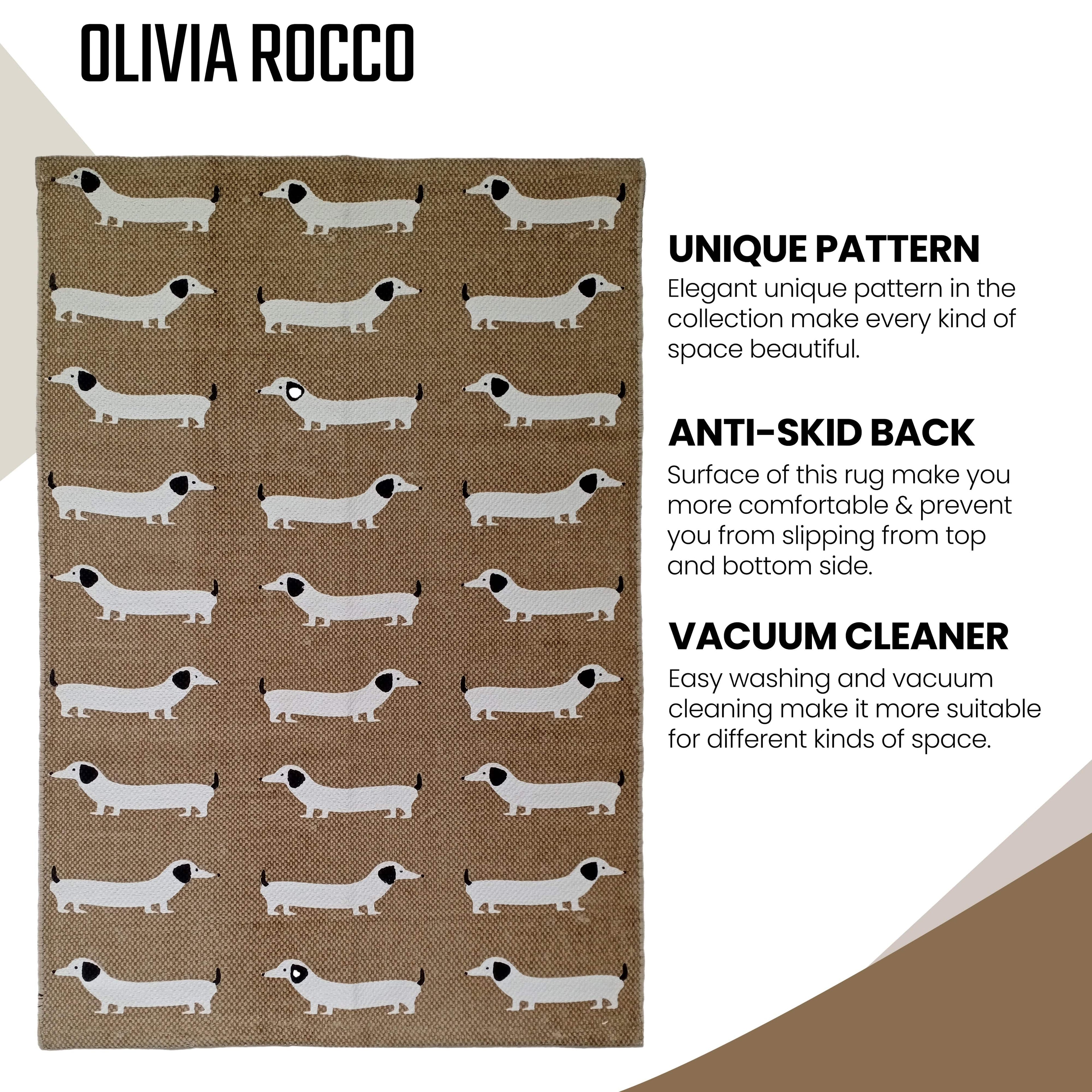 OLIVIA ROCCO Sausage Dog Non-Slip Rug | Eco-Friendly Washable Floor Mat