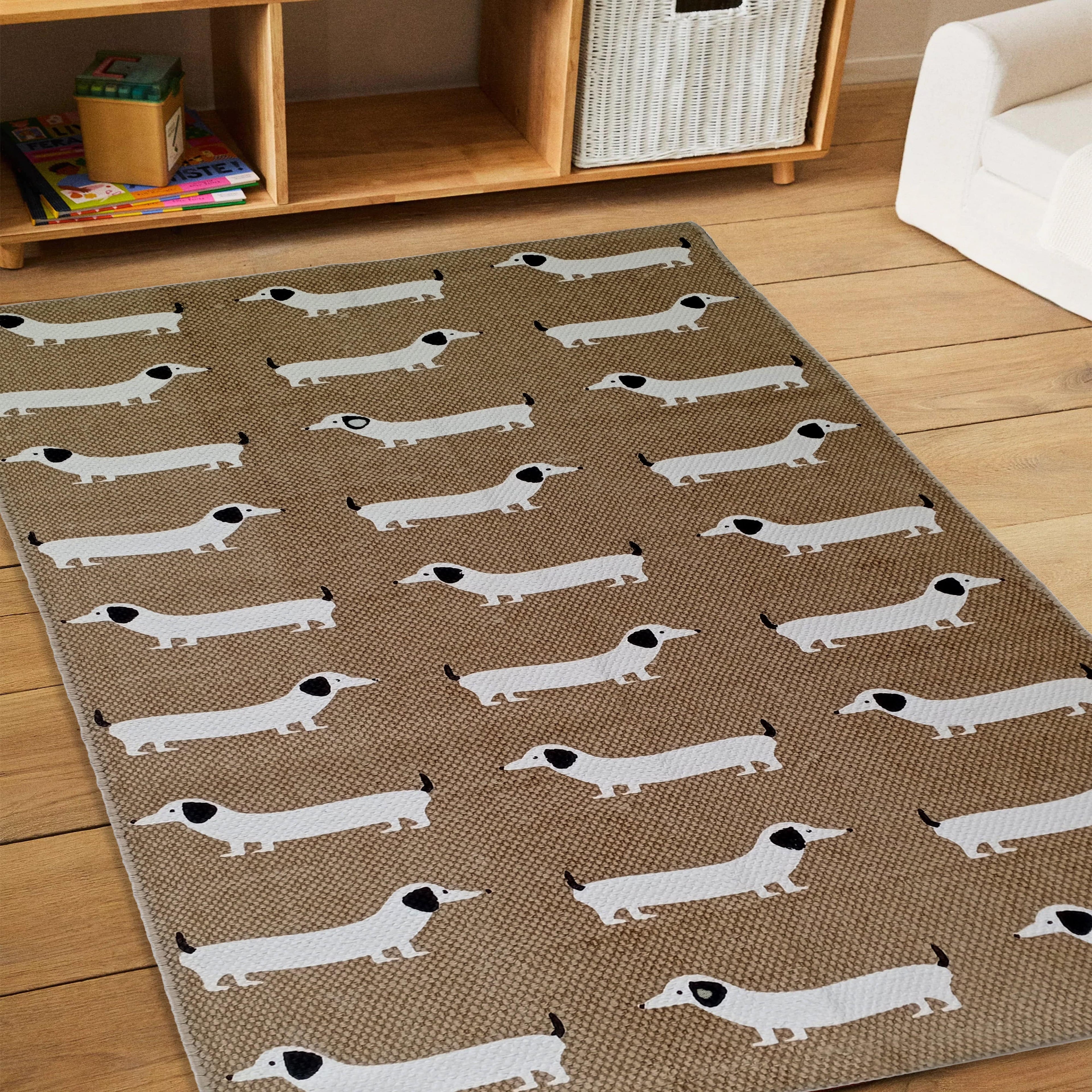 OLIVIA ROCCO Sausage Dog Non-Slip Rug | Eco-Friendly Washable Floor Mat