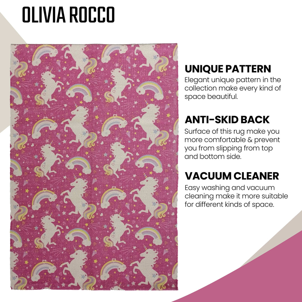 OLIVIA ROCCO Unicorn Animal Print Rug – Non-Slip Eco-Friendly Floor Mat