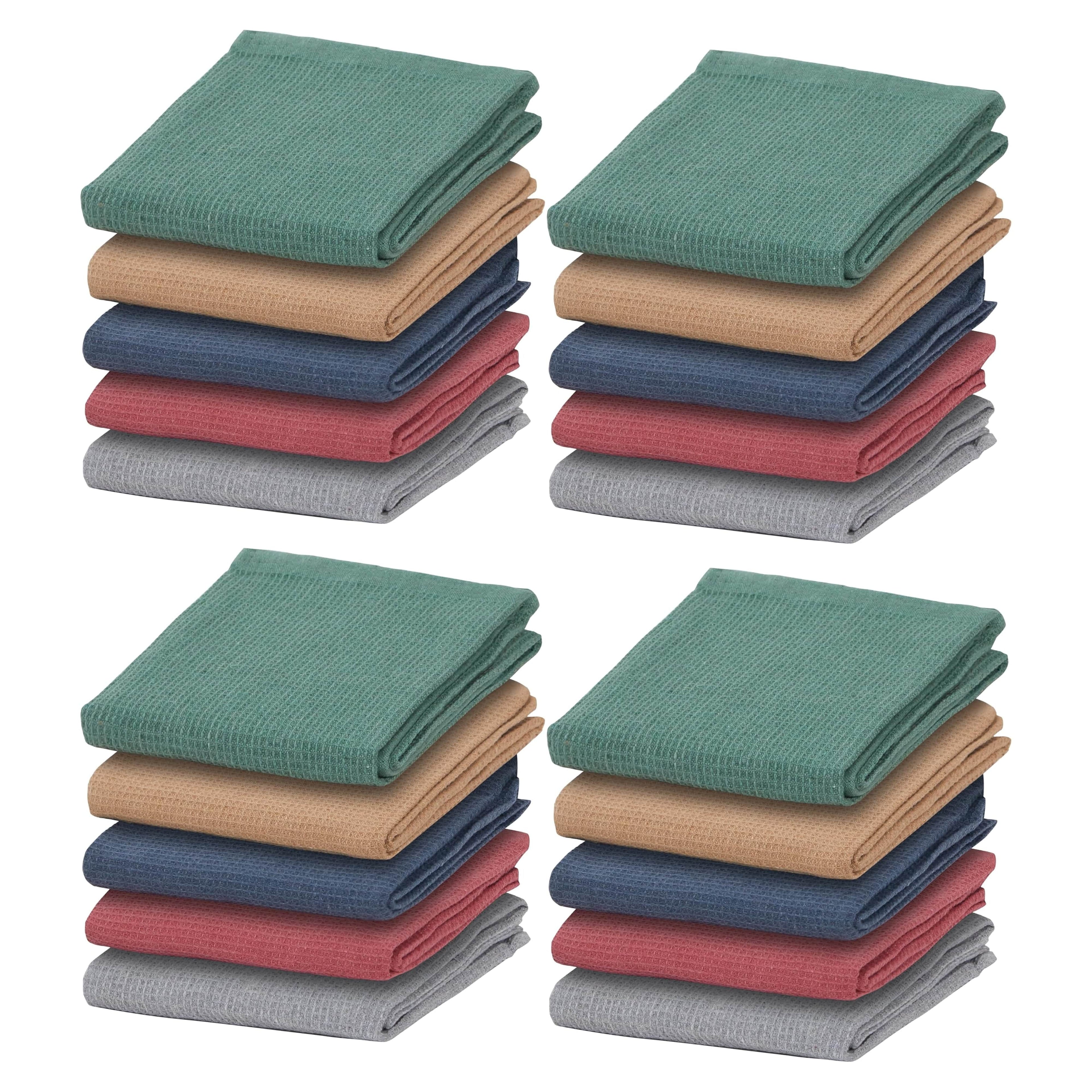 OLIVIA ROCCO 20 Pack Cotton Tea Towels – Waffle Weave Absorbent Dish Cloths