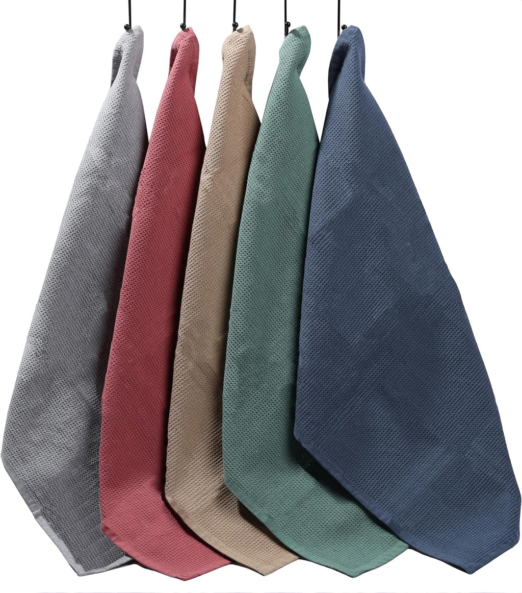 OLIVIA ROCCO 5 Pack Waffle Kitchen Tea Towels – Absorbent Cotton Set