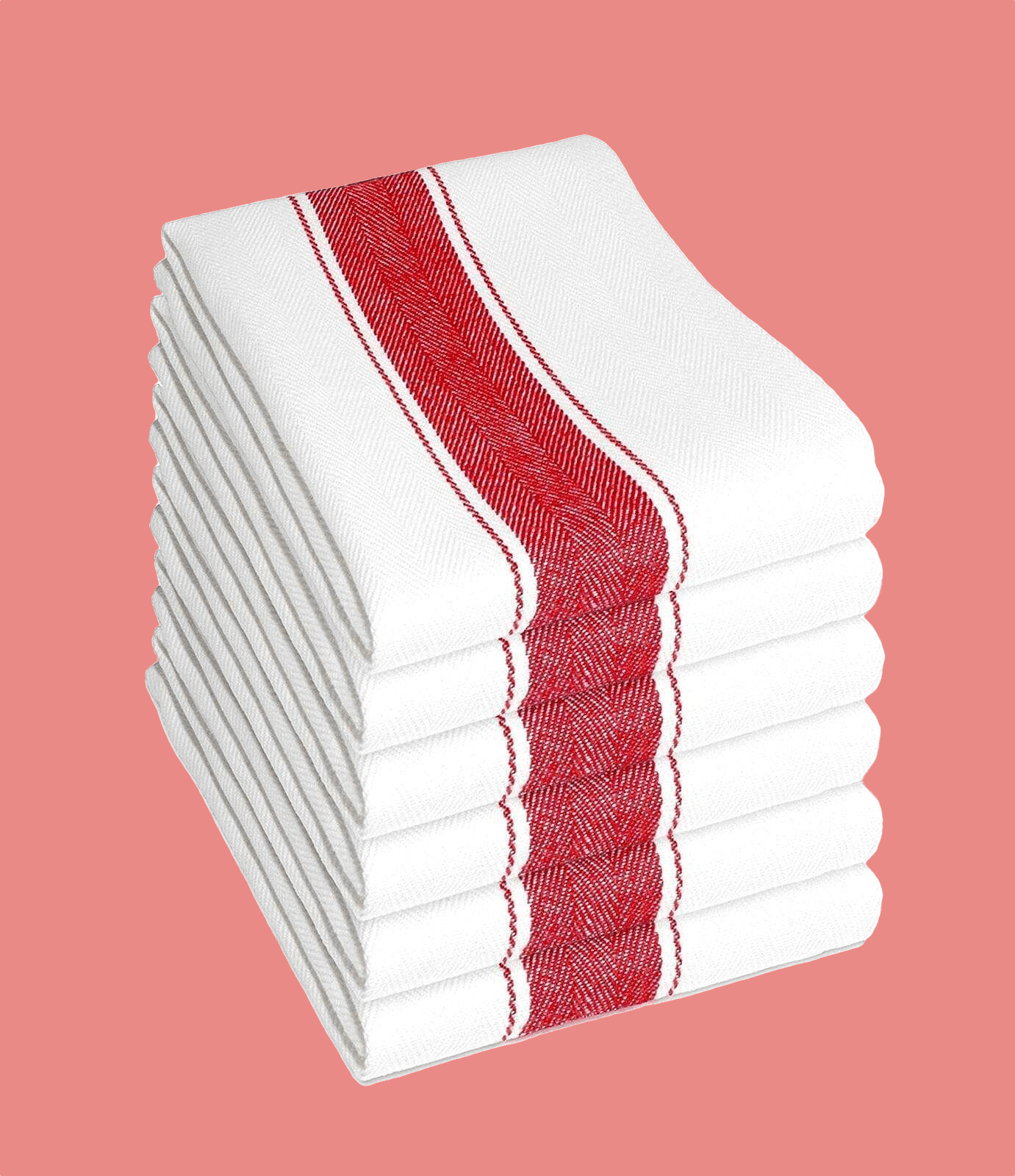 OLIVIA ROCCO Herringbone Cotton Tea Towels – Pack of 6 Catering Dish Cloths
