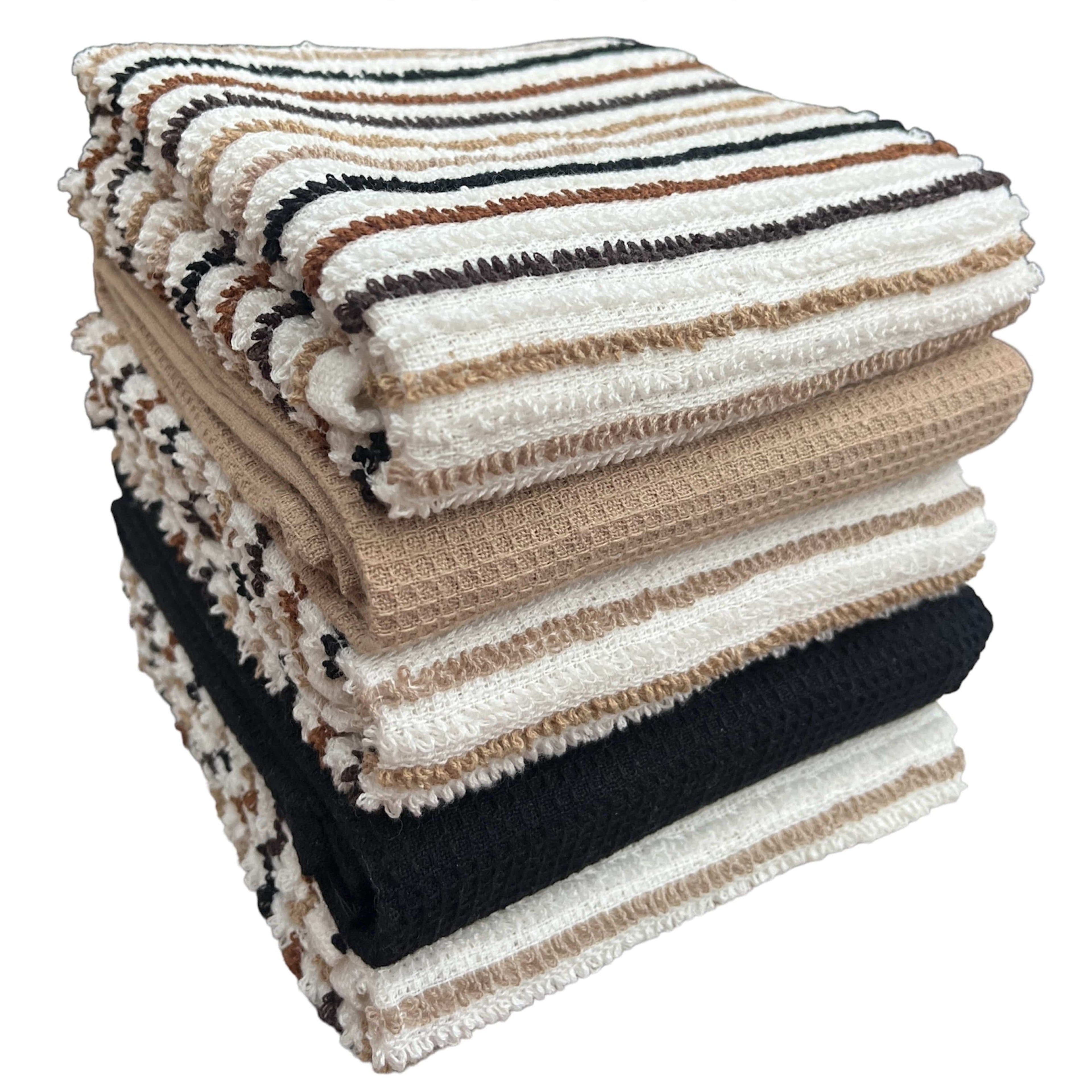 OLIVIA ROCCO 5 Pack Cotton Kitchen Tea Towels – Ribbed Waffle 45x65cm