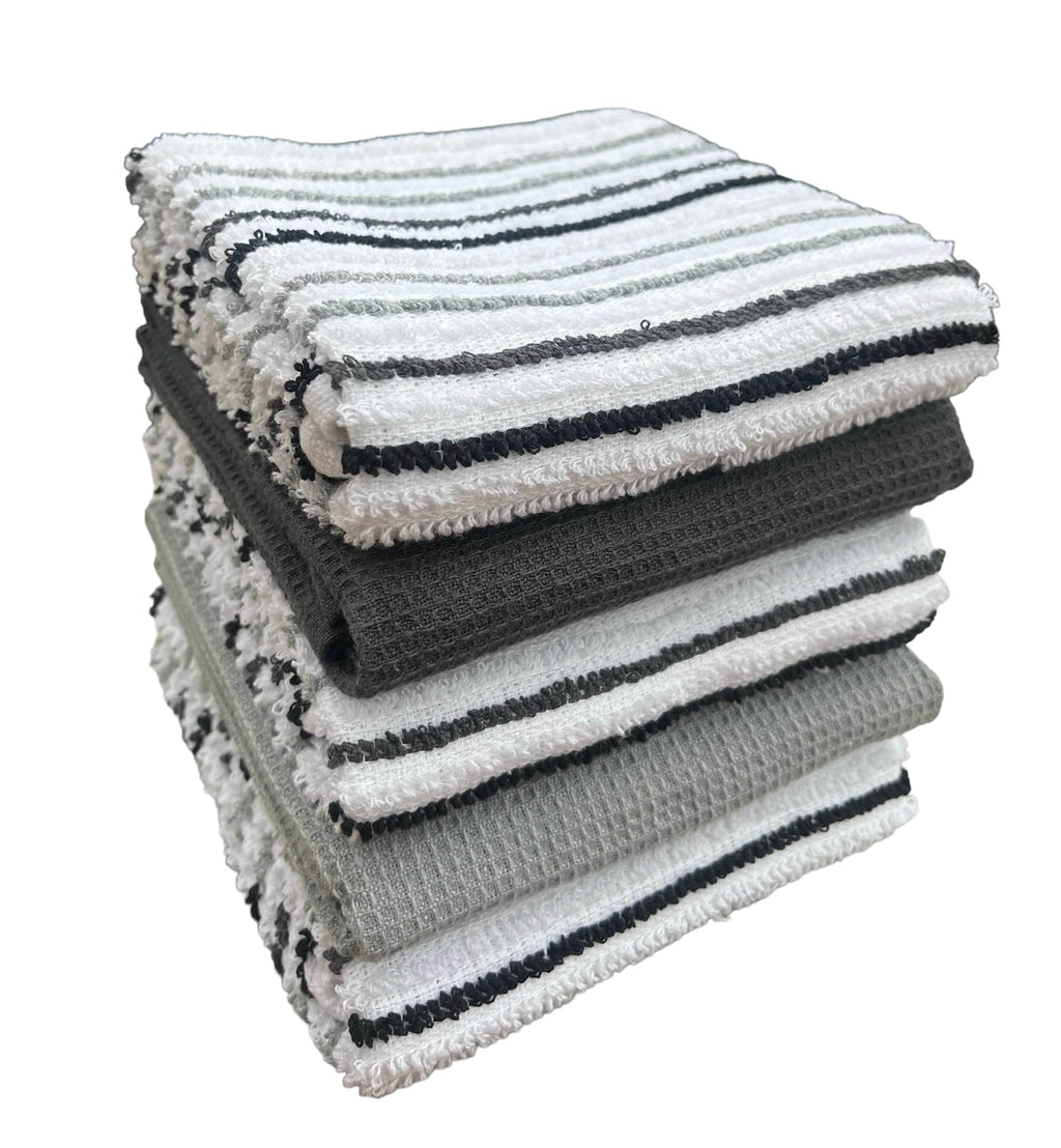 OLIVIA ROCCO 5 Pack Cotton Kitchen Tea Towels – Ribbed Waffle 45x65cm