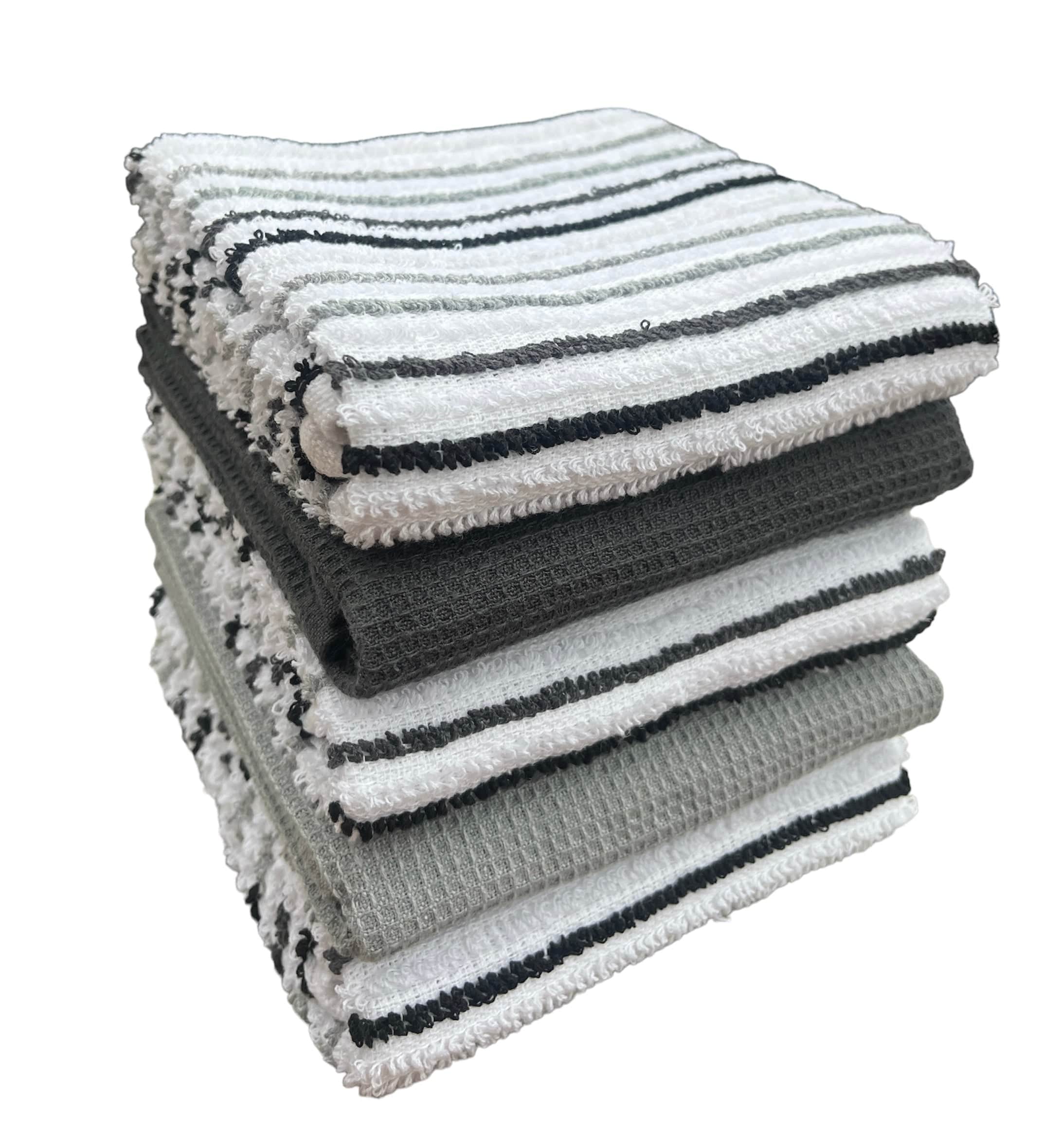 OLIVIA ROCCO 5 Pack Cotton Kitchen Tea Towels – Ribbed Waffle 45x65cm