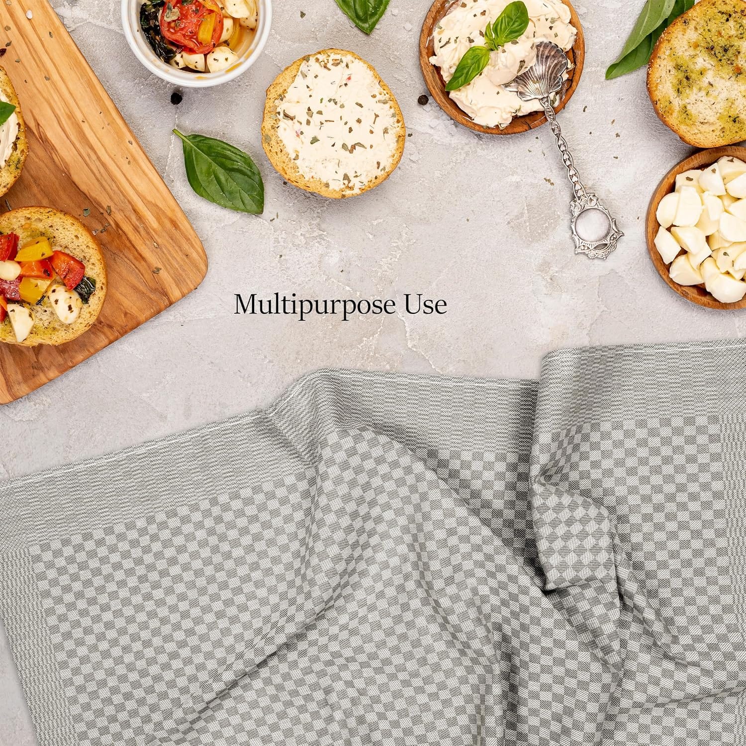 OLIVIA ROCCO Cotton Tea Towels – Pack of 5 Large Quick Dry Dish Cloths