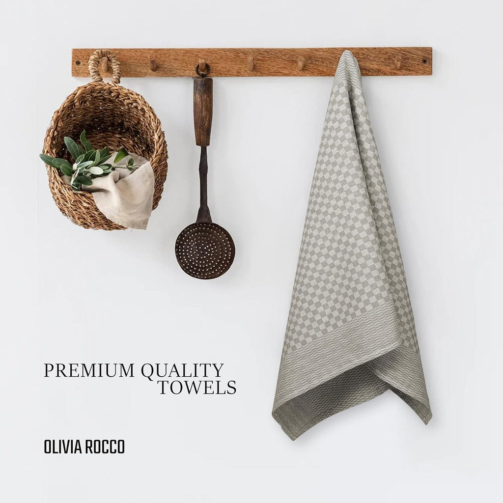 OLIVIA ROCCO Cotton Tea Towels – Pack of 5 Large Quick Dry Dish Cloths