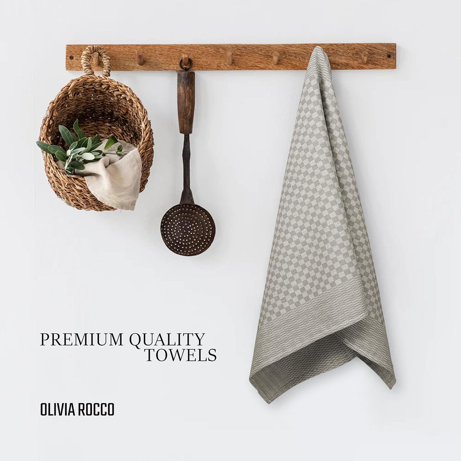 OLIVIA ROCCO Cotton Tea Towels – Pack of 5 Large Quick Dry Dish Cloths